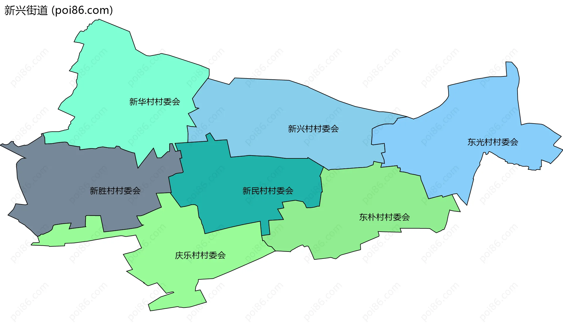 新兴街道边界地图(五级行政区划)