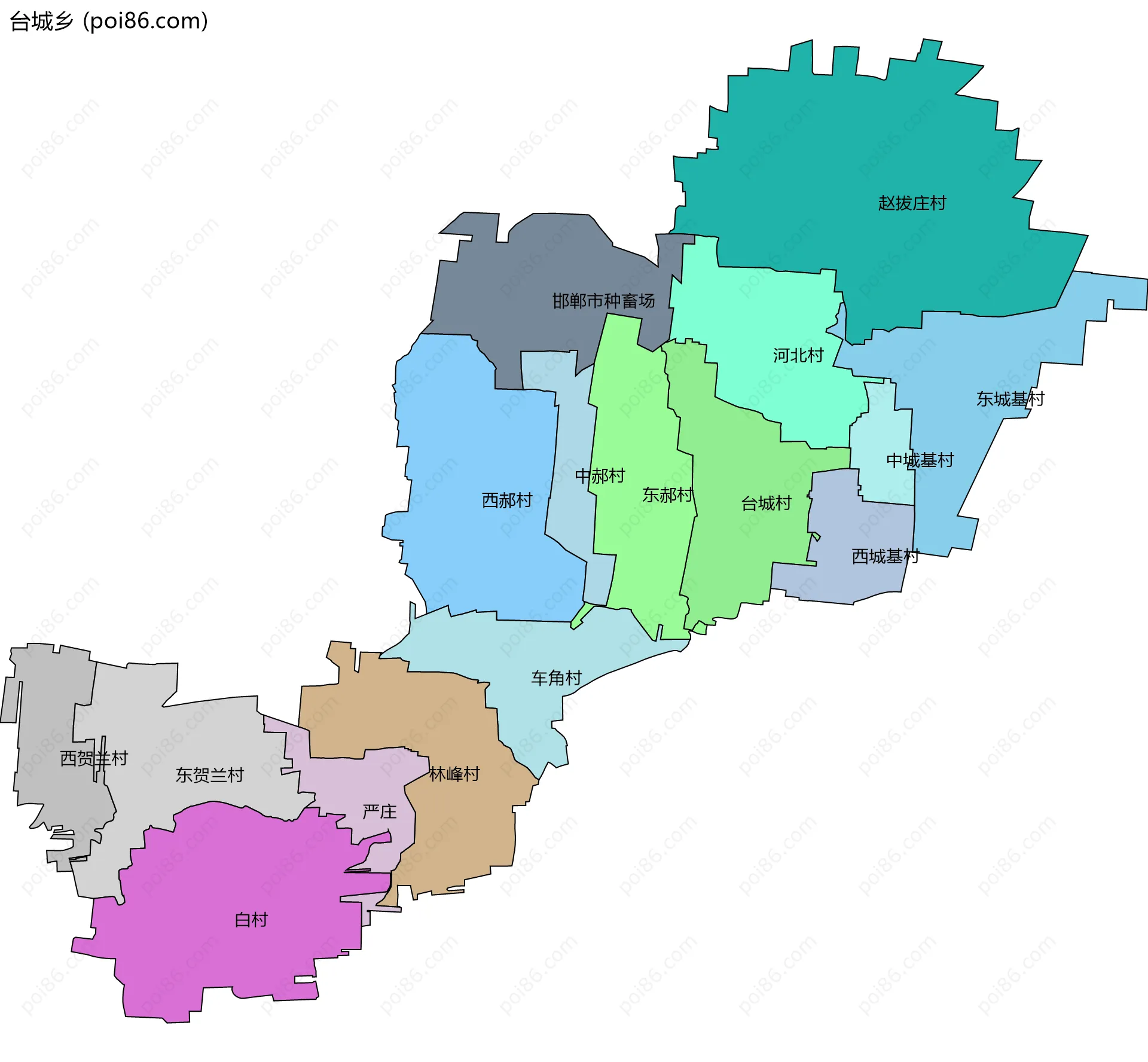 台城乡边界地图(五级行政区划)