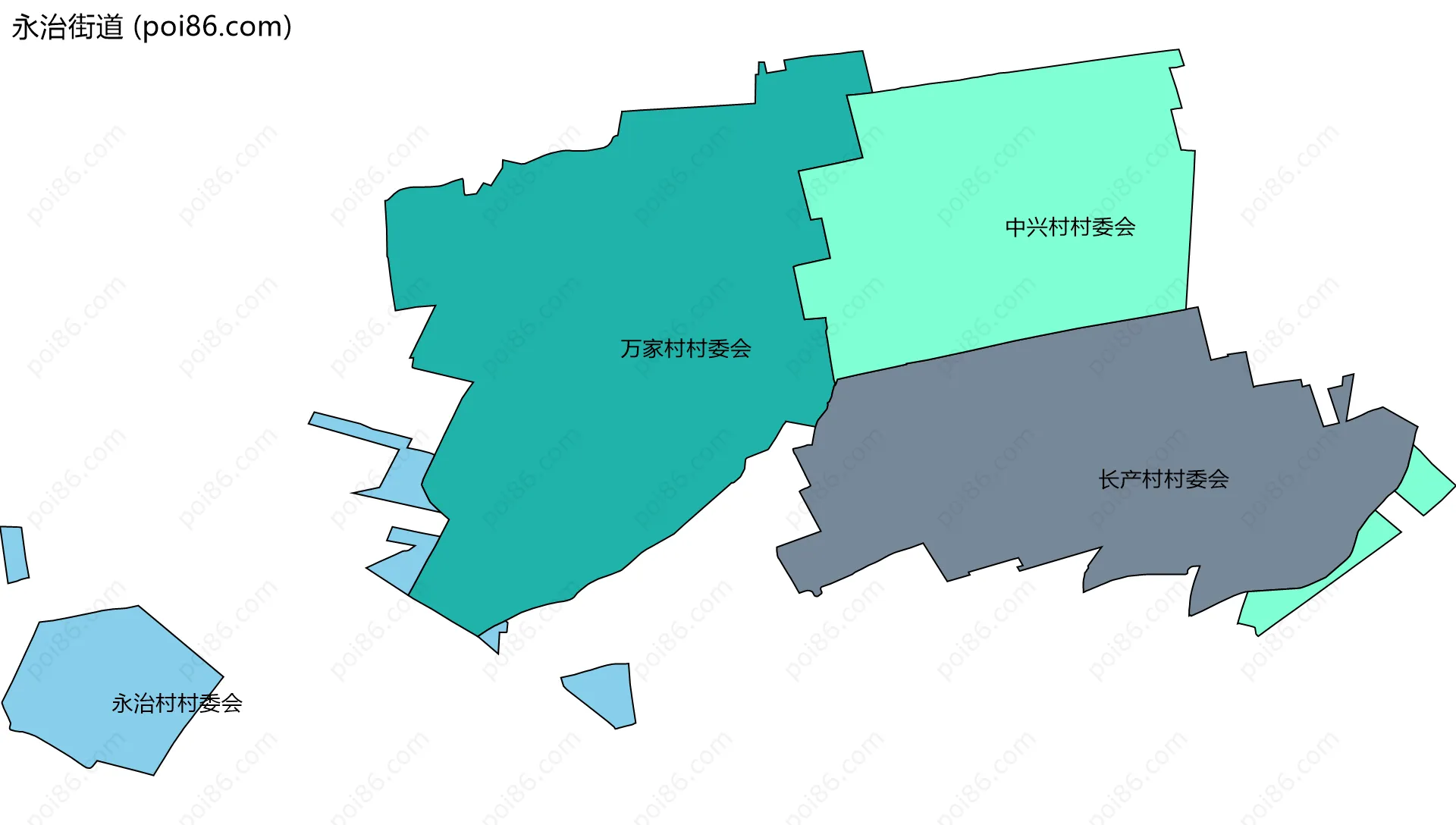 永治街道边界地图(五级行政区划)