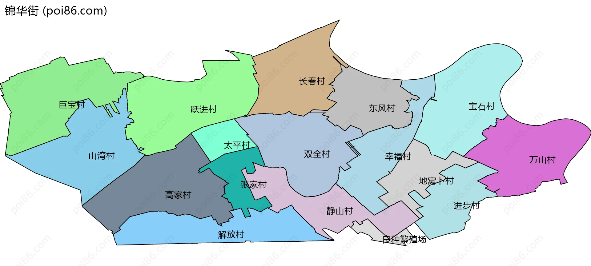 锦华街边界地图(五级行政区划)