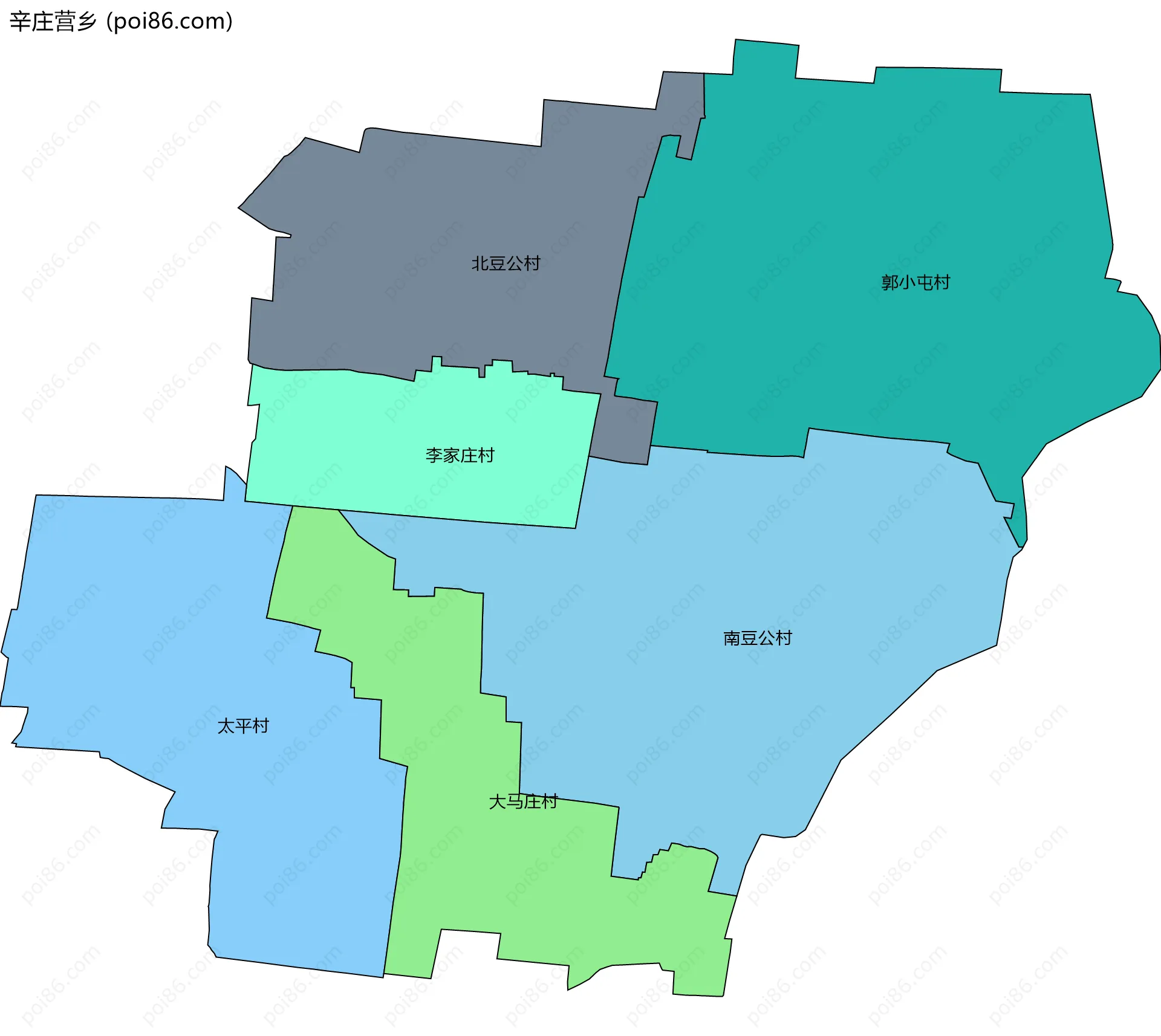 辛庄营乡边界地图(五级行政区划)