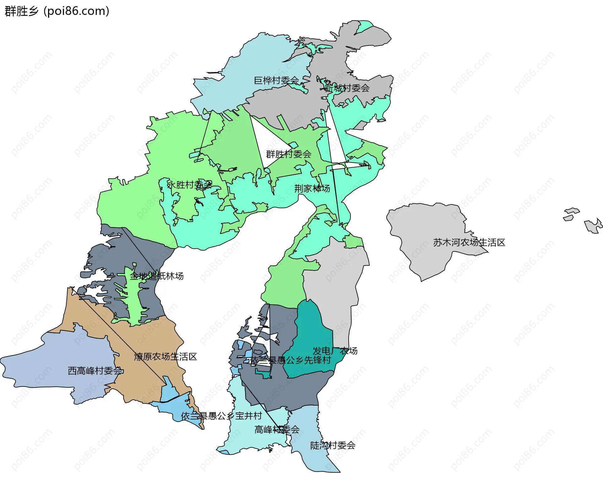 群胜乡边界地图(五级行政区划)