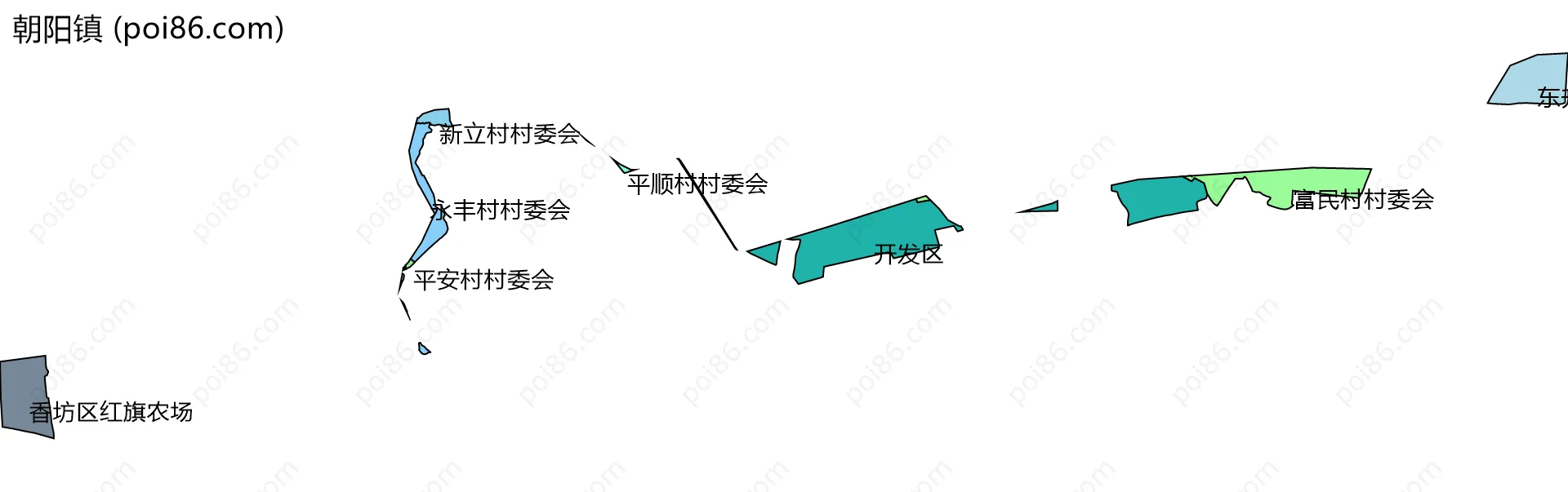 朝阳镇边界地图(五级行政区划)