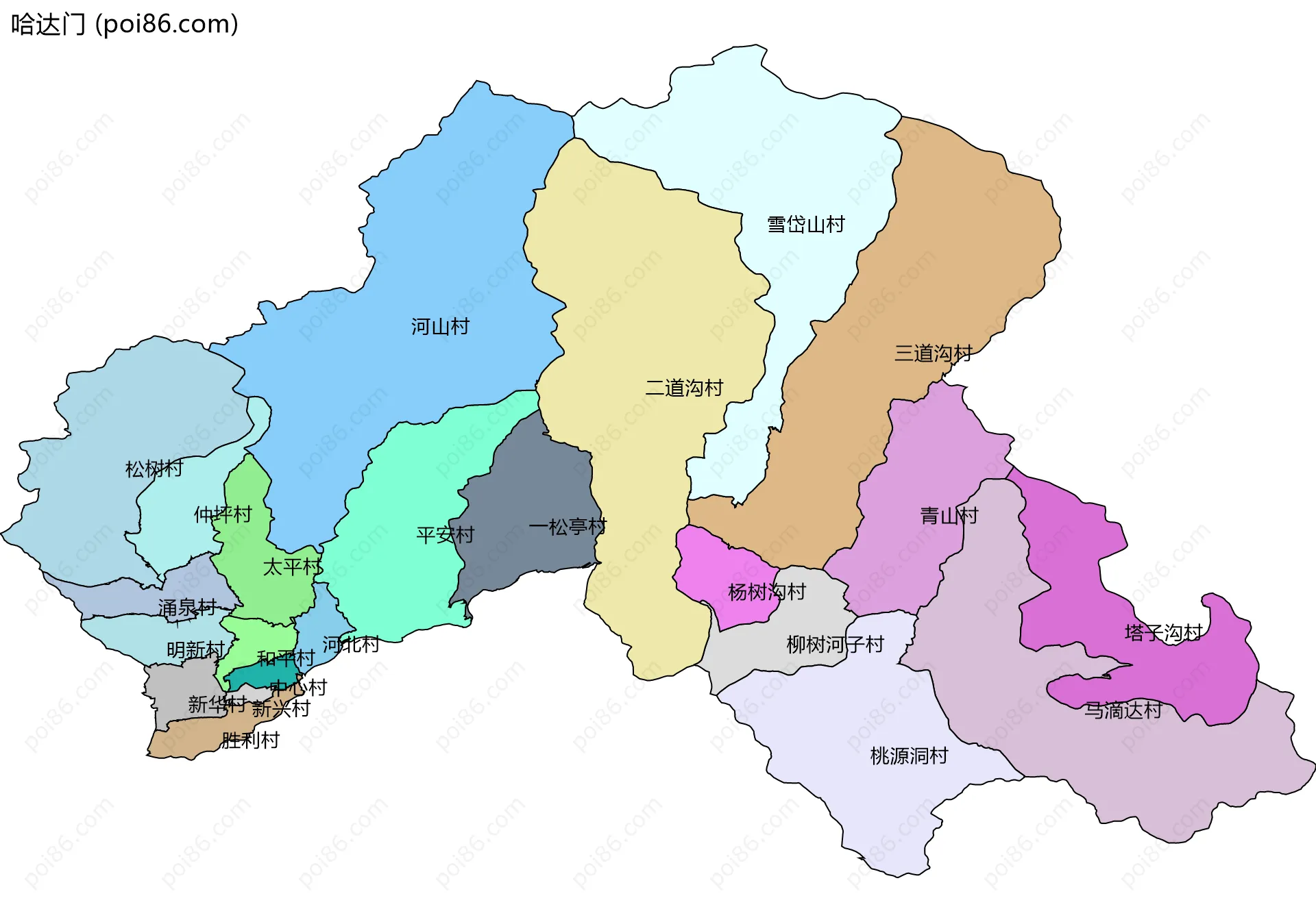 哈达门边界地图(五级行政区划)