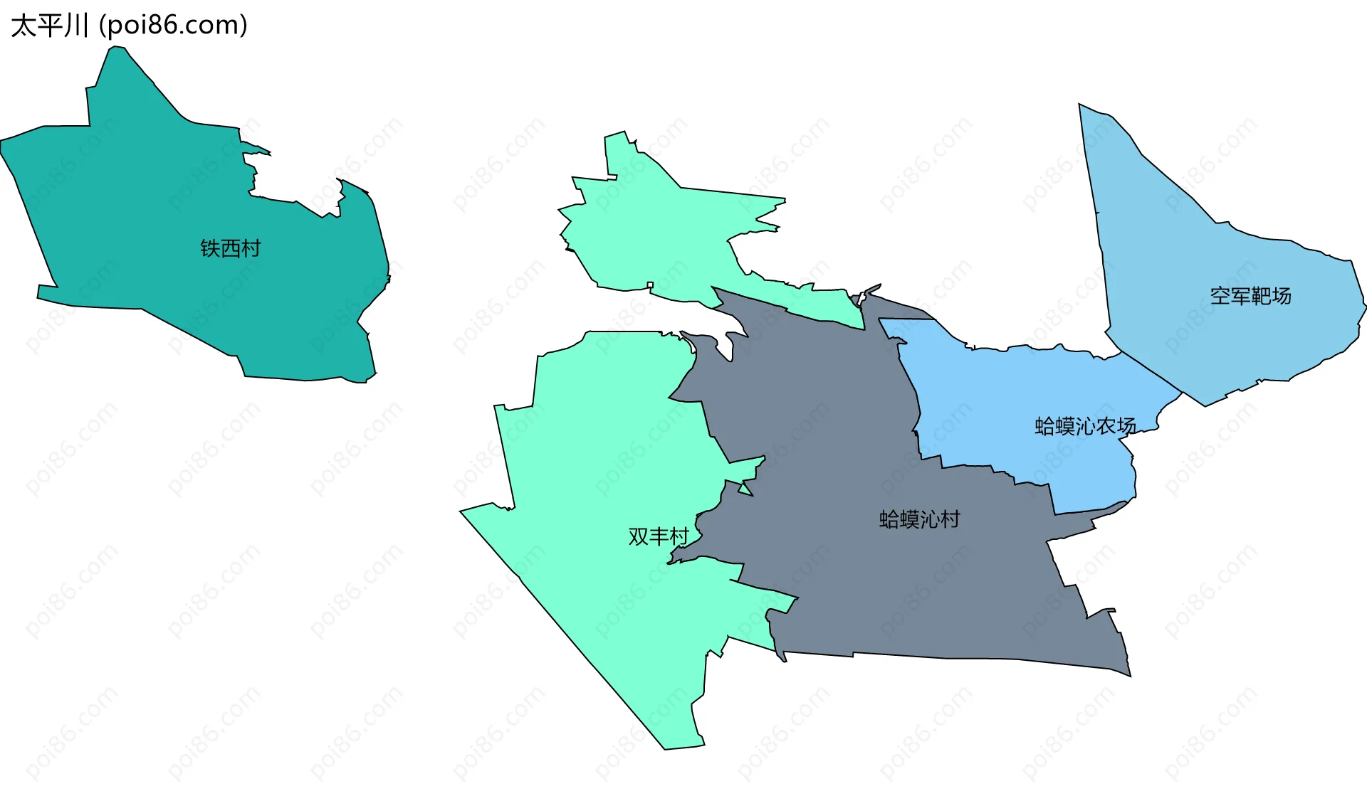 太平川边界地图(五级行政区划)