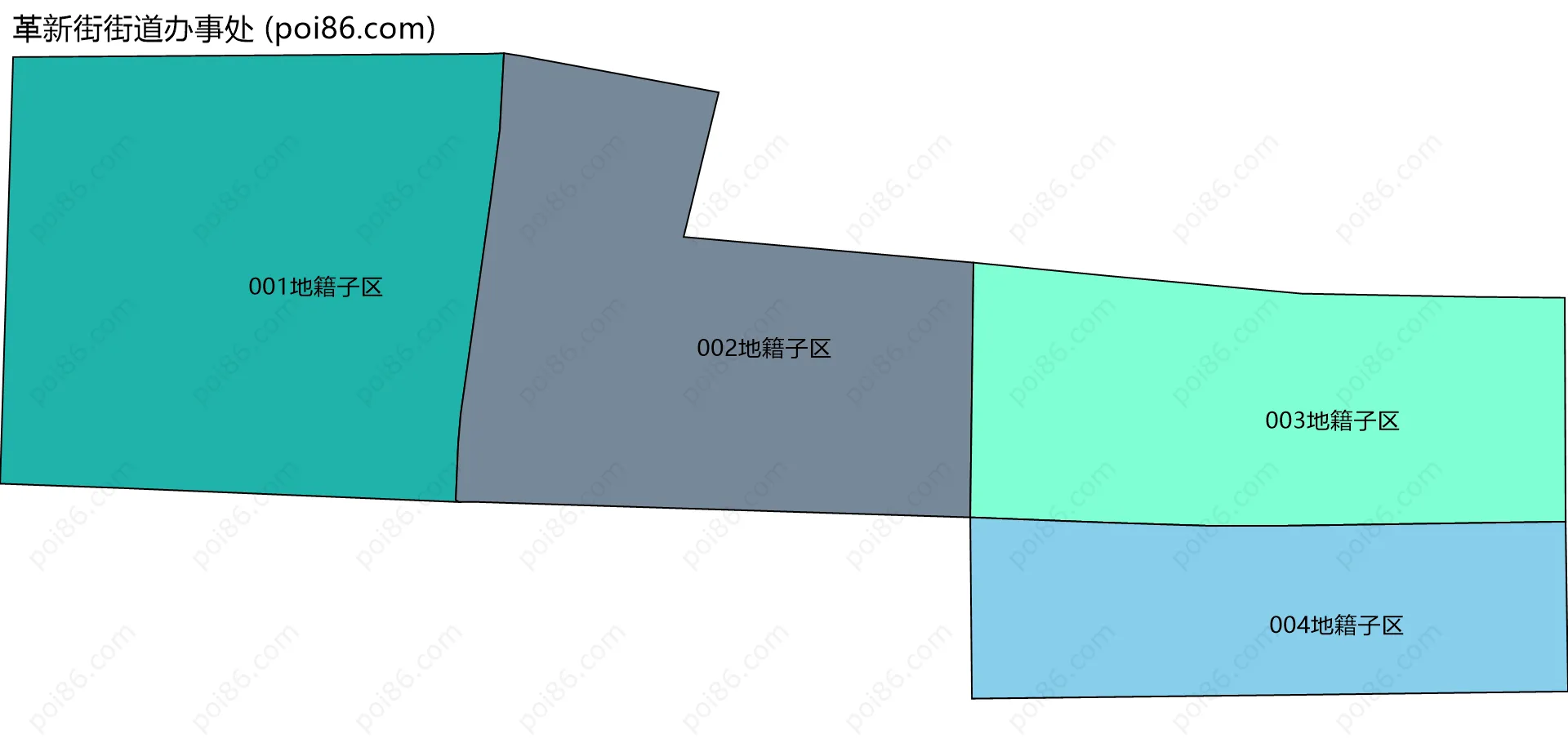 革新街街道办事处边界地图(五级行政区划)