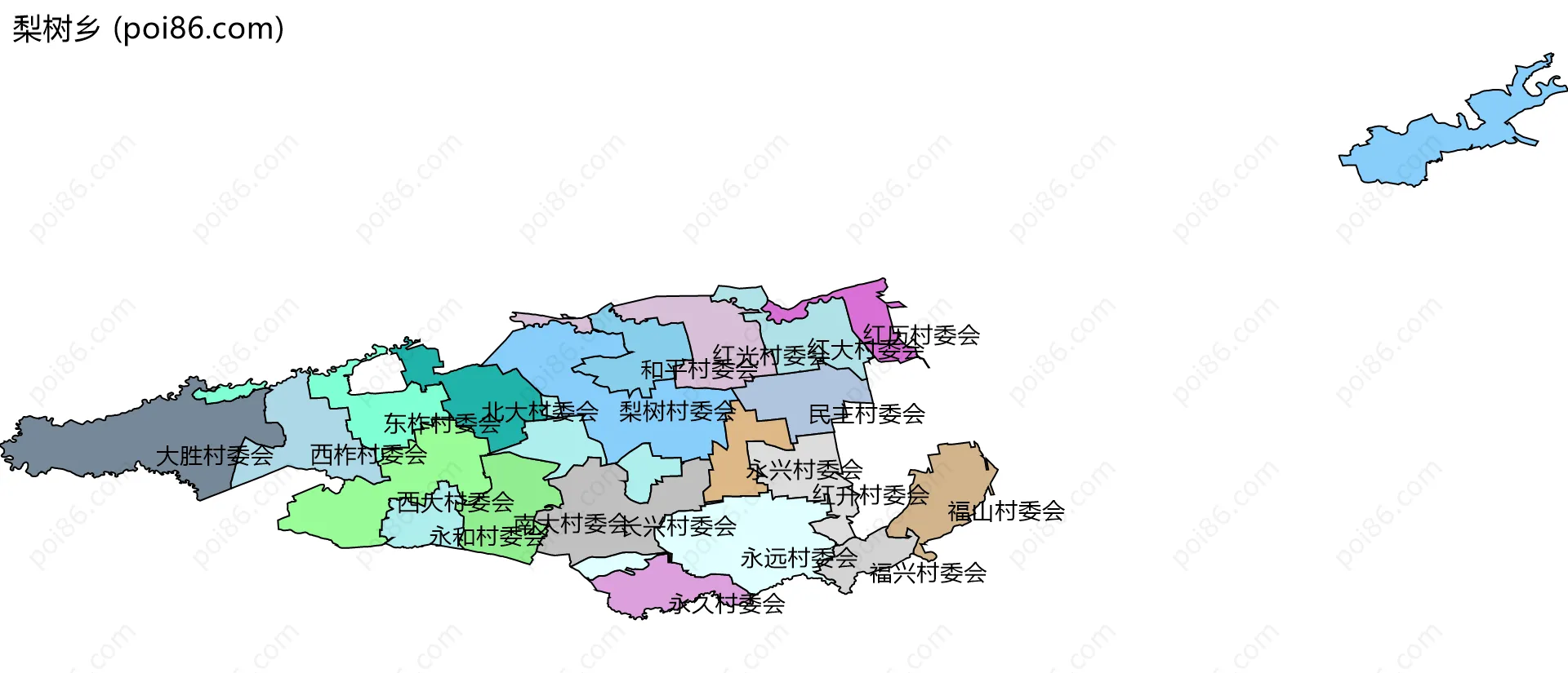 梨树乡边界地图(五级行政区划)