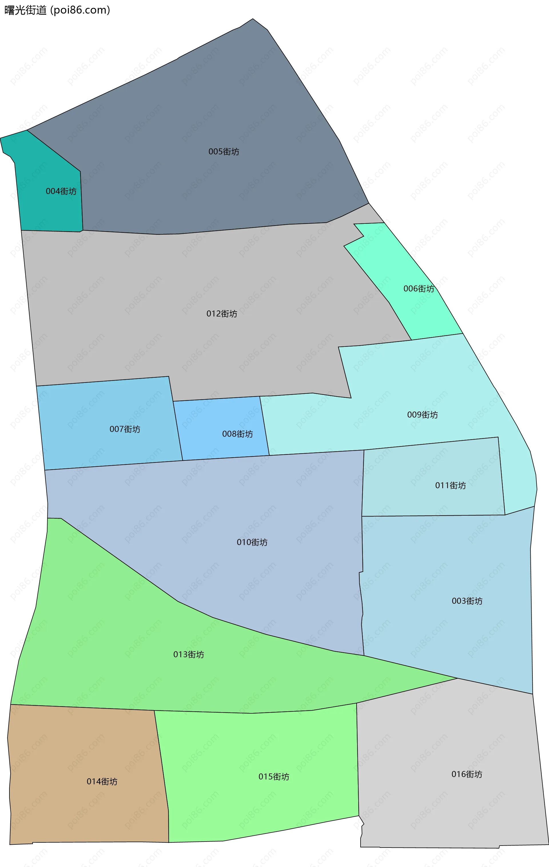 曙光街道边界地图(五级行政区划)