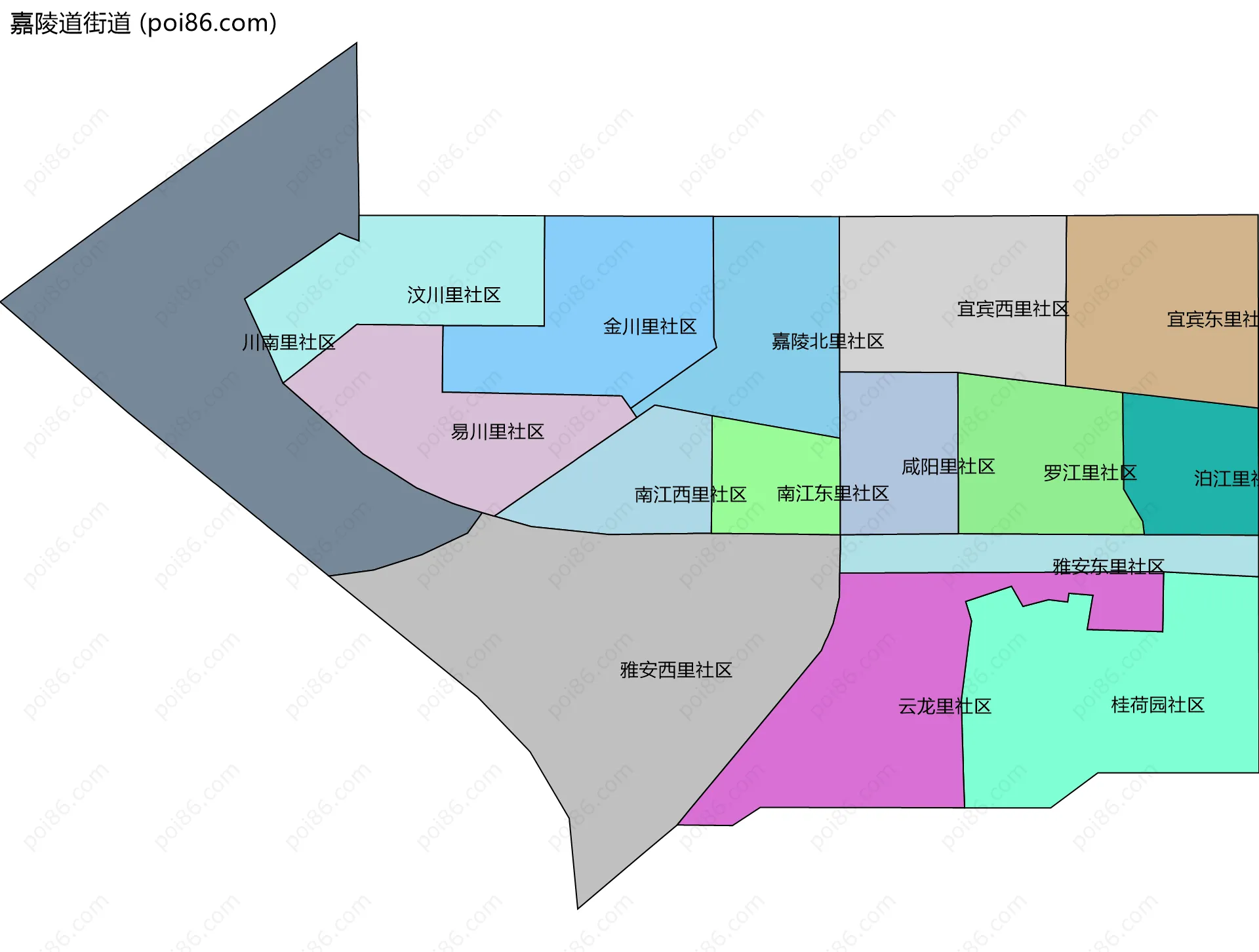 嘉陵道街道边界地图(五级行政区划)
