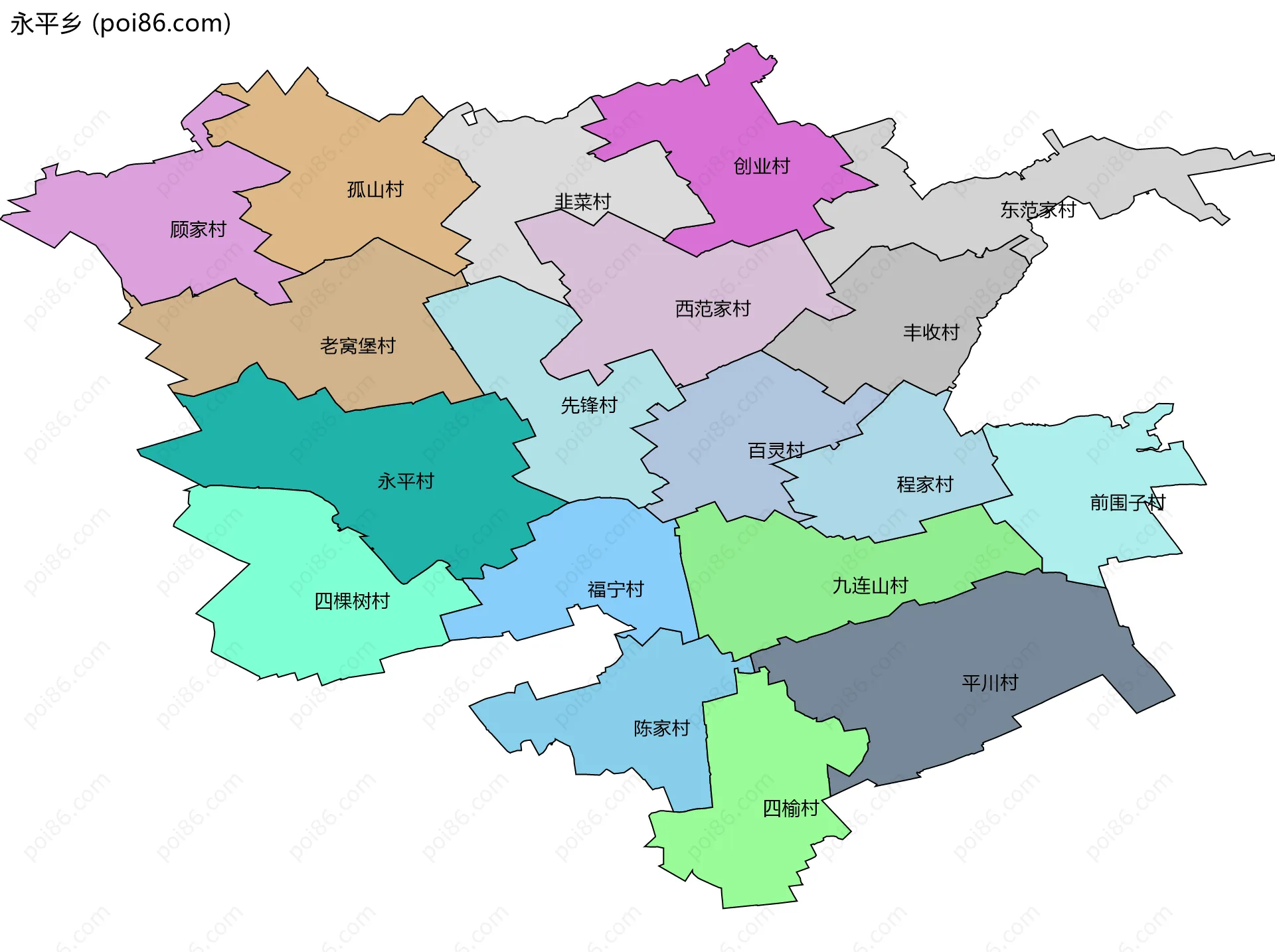 永平乡边界地图(五级行政区划)