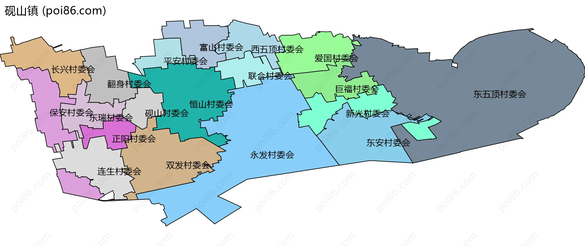 砚山镇边界地图(五级行政区划)