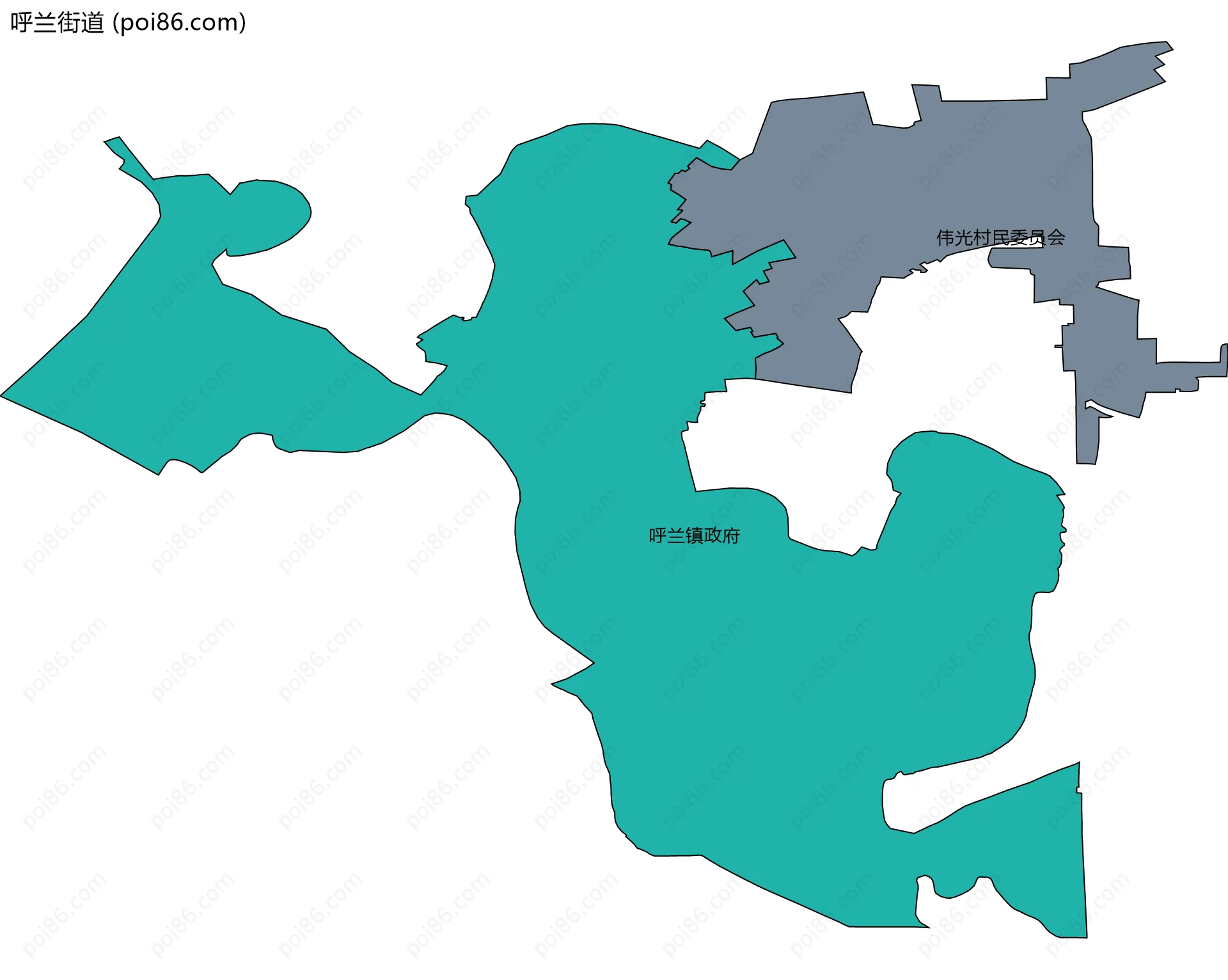 呼兰街道边界地图(五级行政区划)