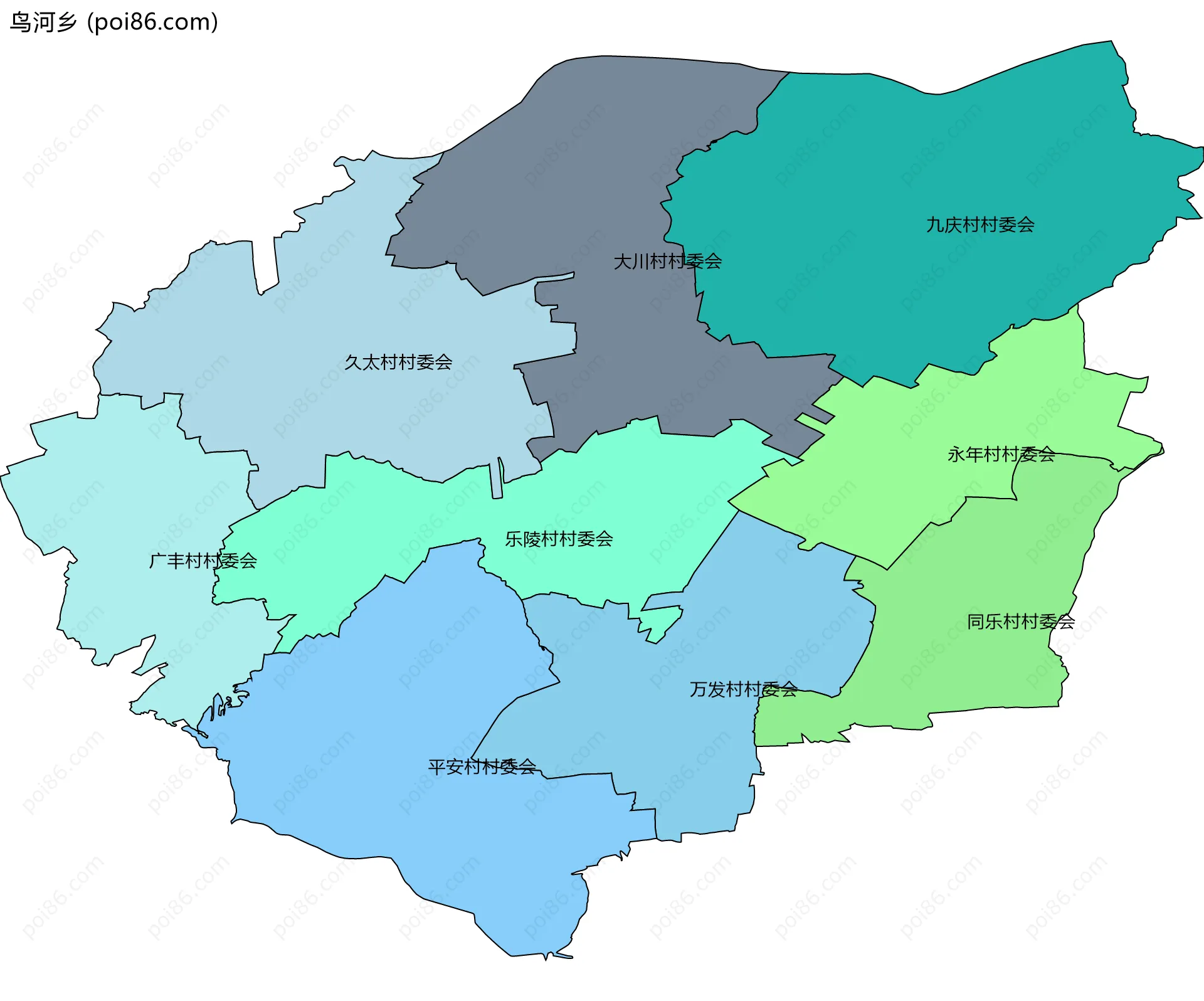 鸟河乡边界地图(五级行政区划)