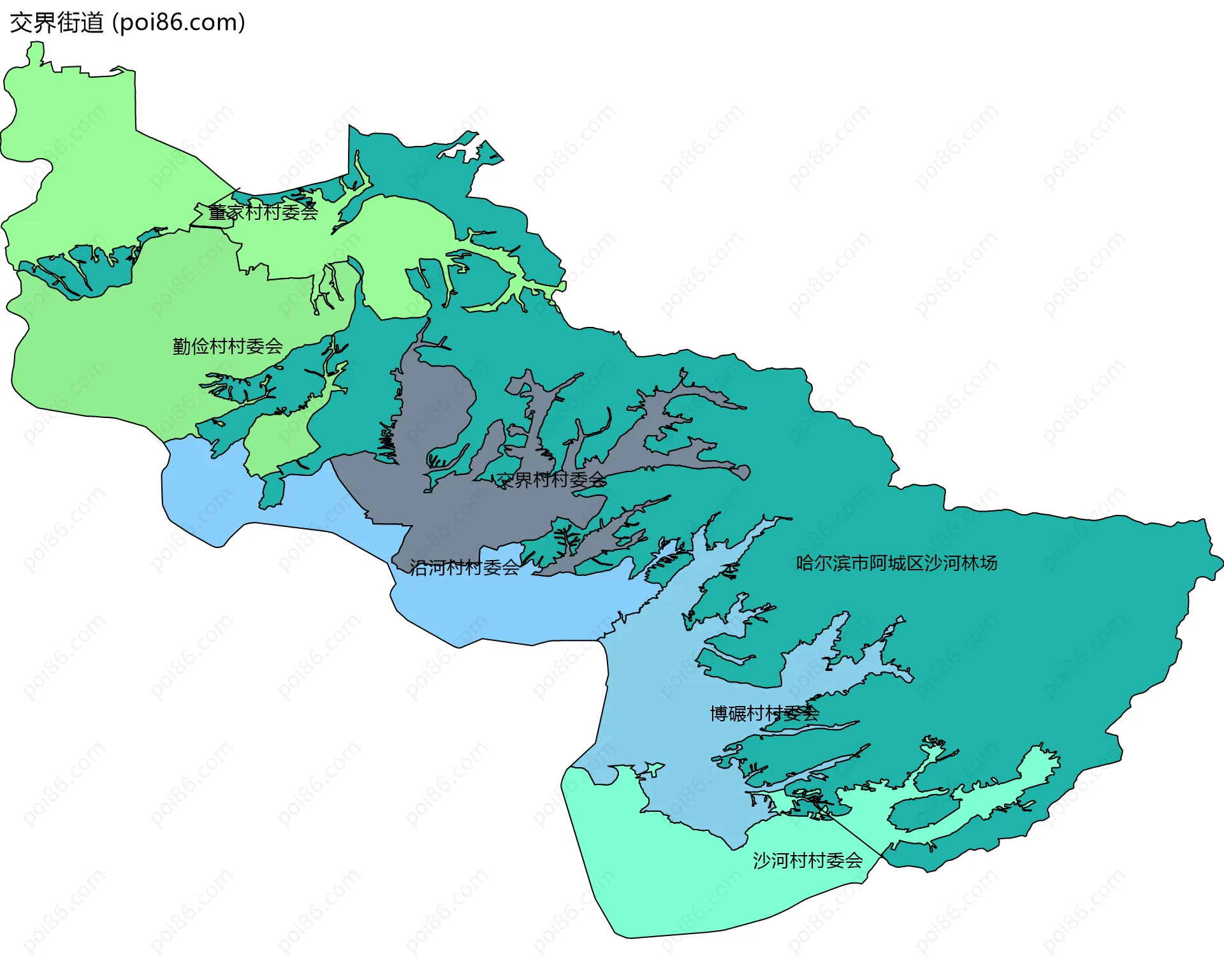 交界街道边界地图(五级行政区划)
