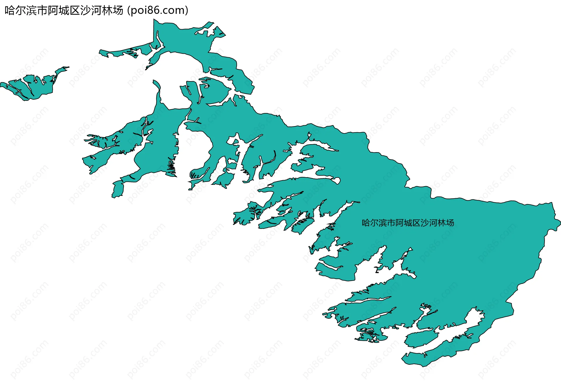 哈尔滨市阿城区沙河林场边界地图