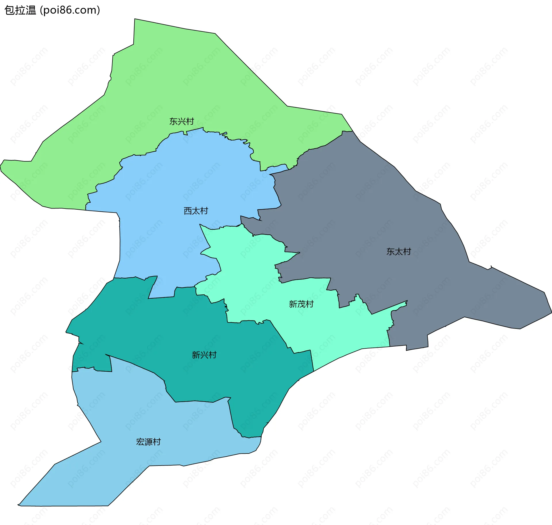 包拉温边界地图(五级行政区划)