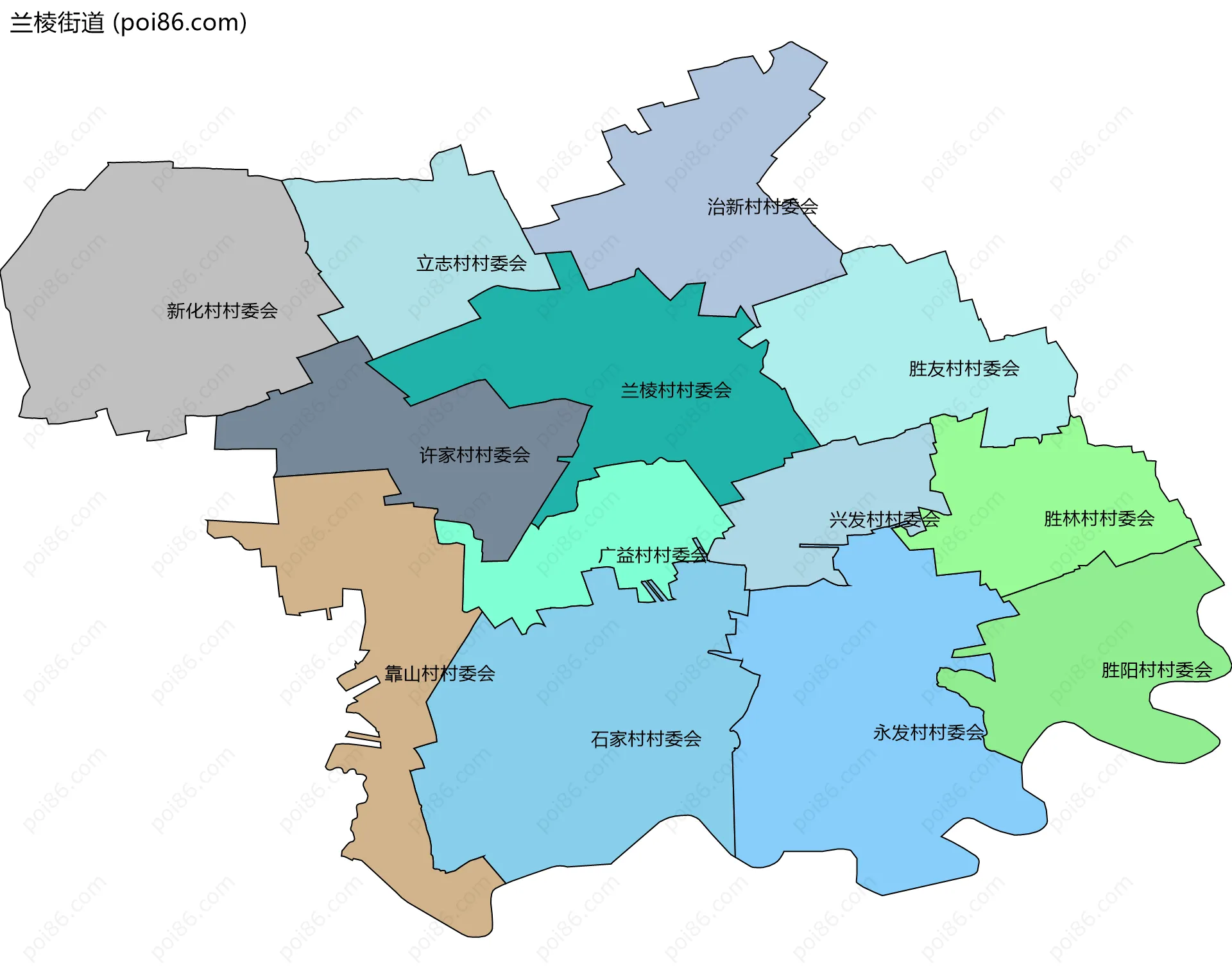 兰棱街道边界地图(五级行政区划)