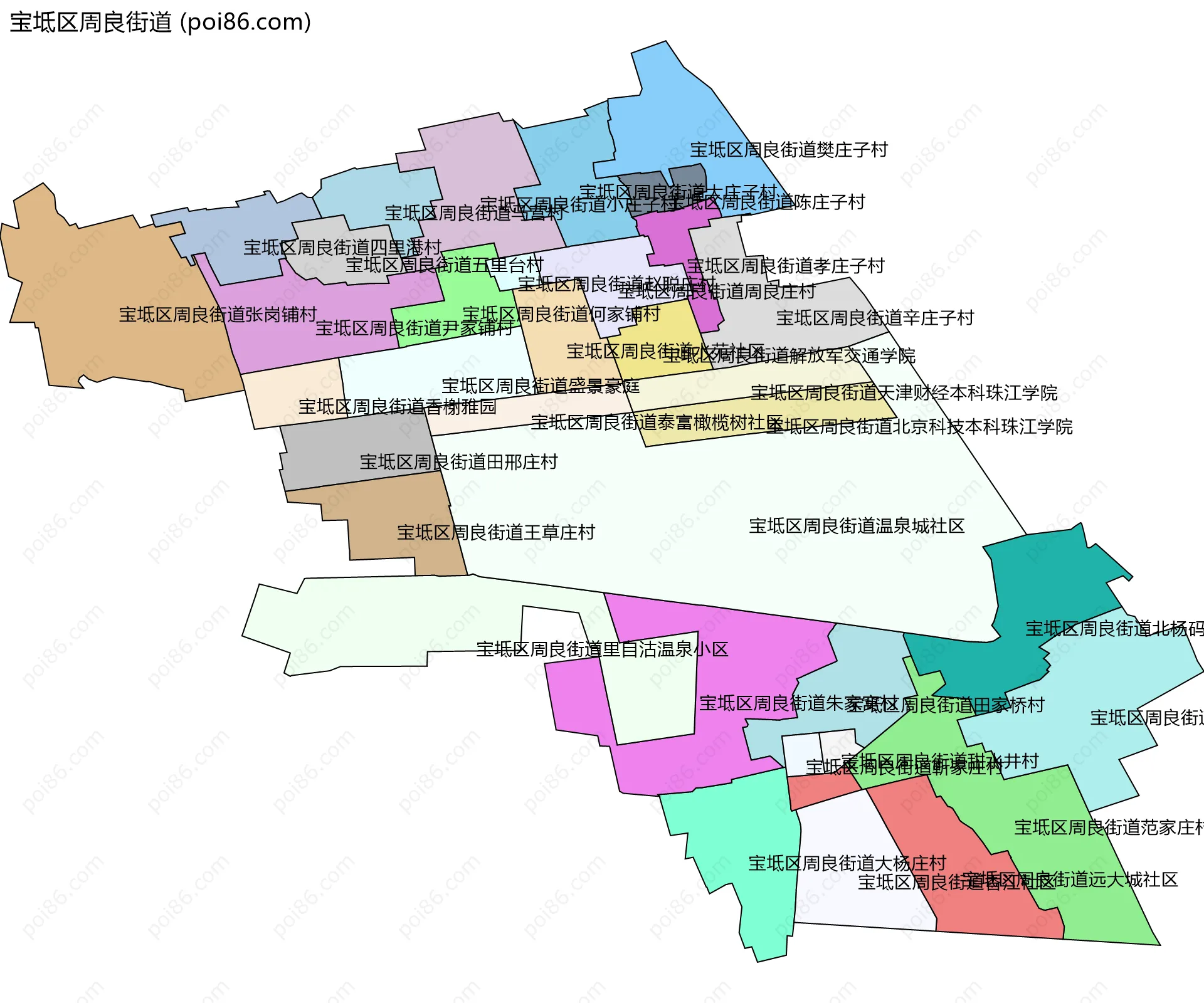 宝坻区周良街道边界地图(五级行政区划)