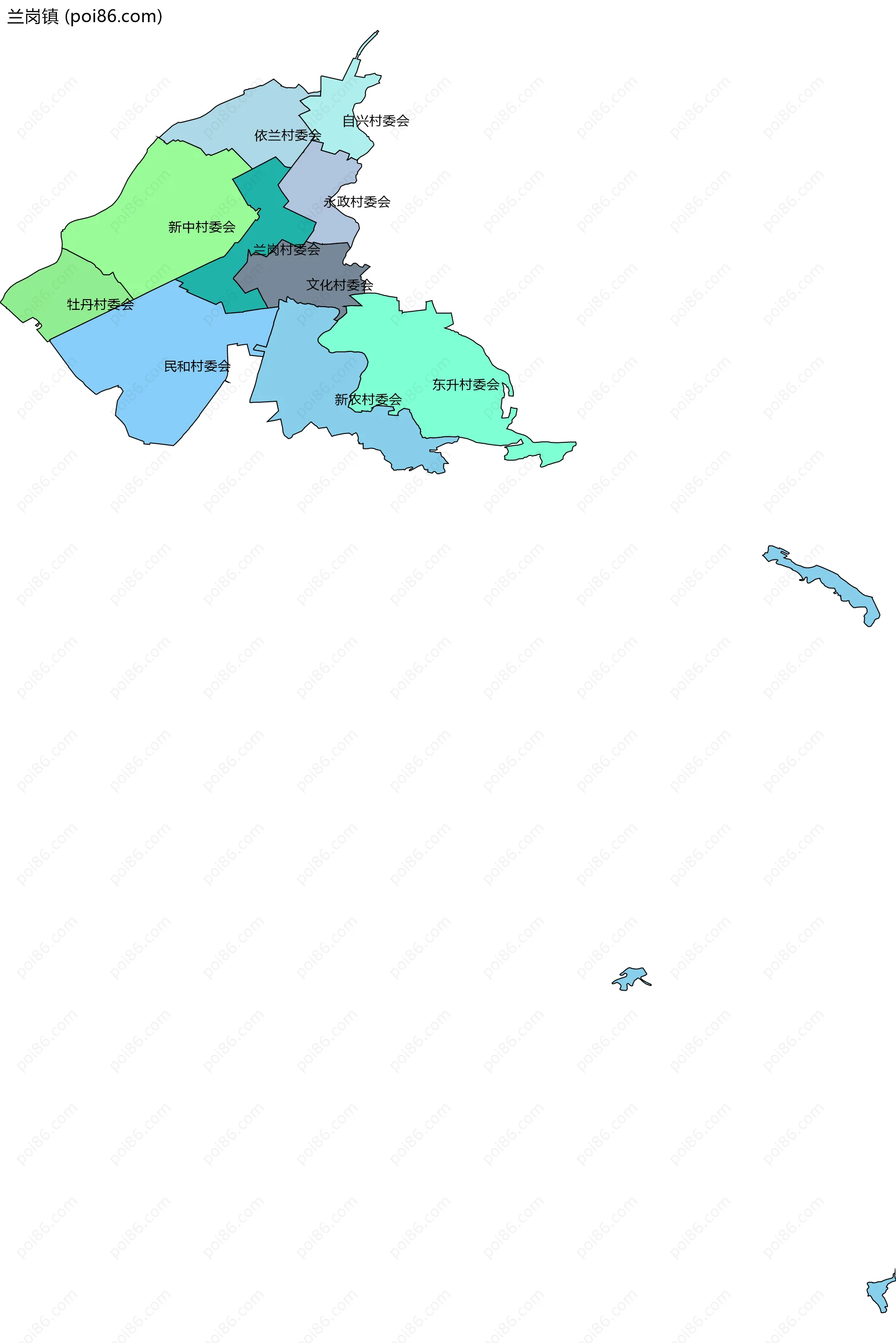 兰岗镇边界地图(五级行政区划)