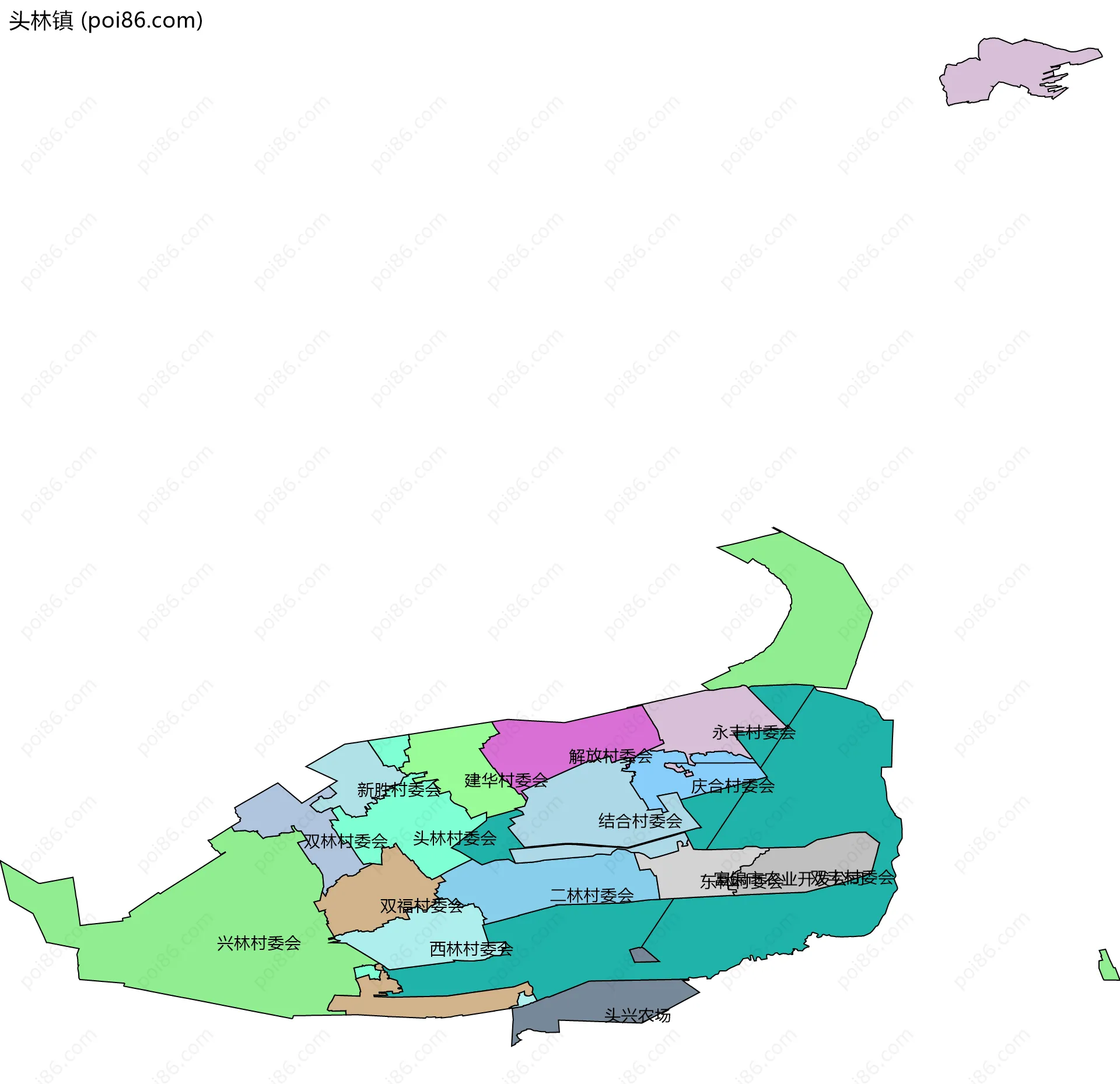 头林镇边界地图(五级行政区划)