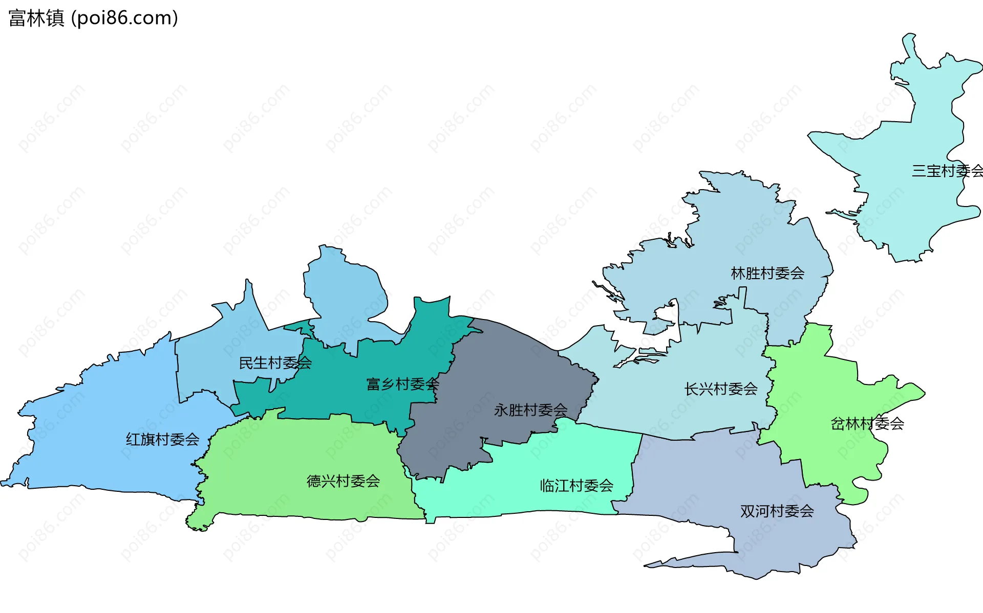 富林镇边界地图(五级行政区划)