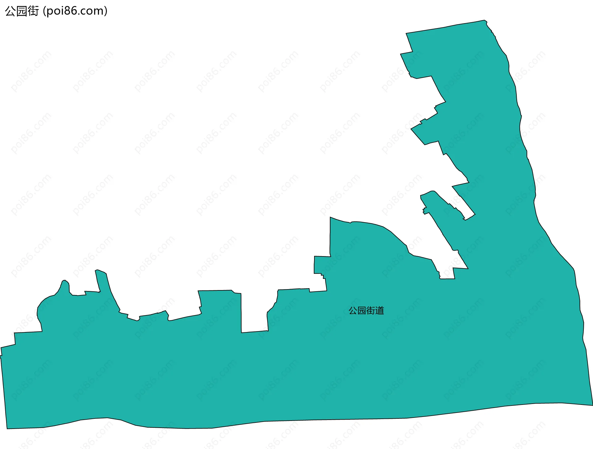 公园街边界地图(五级行政区划)