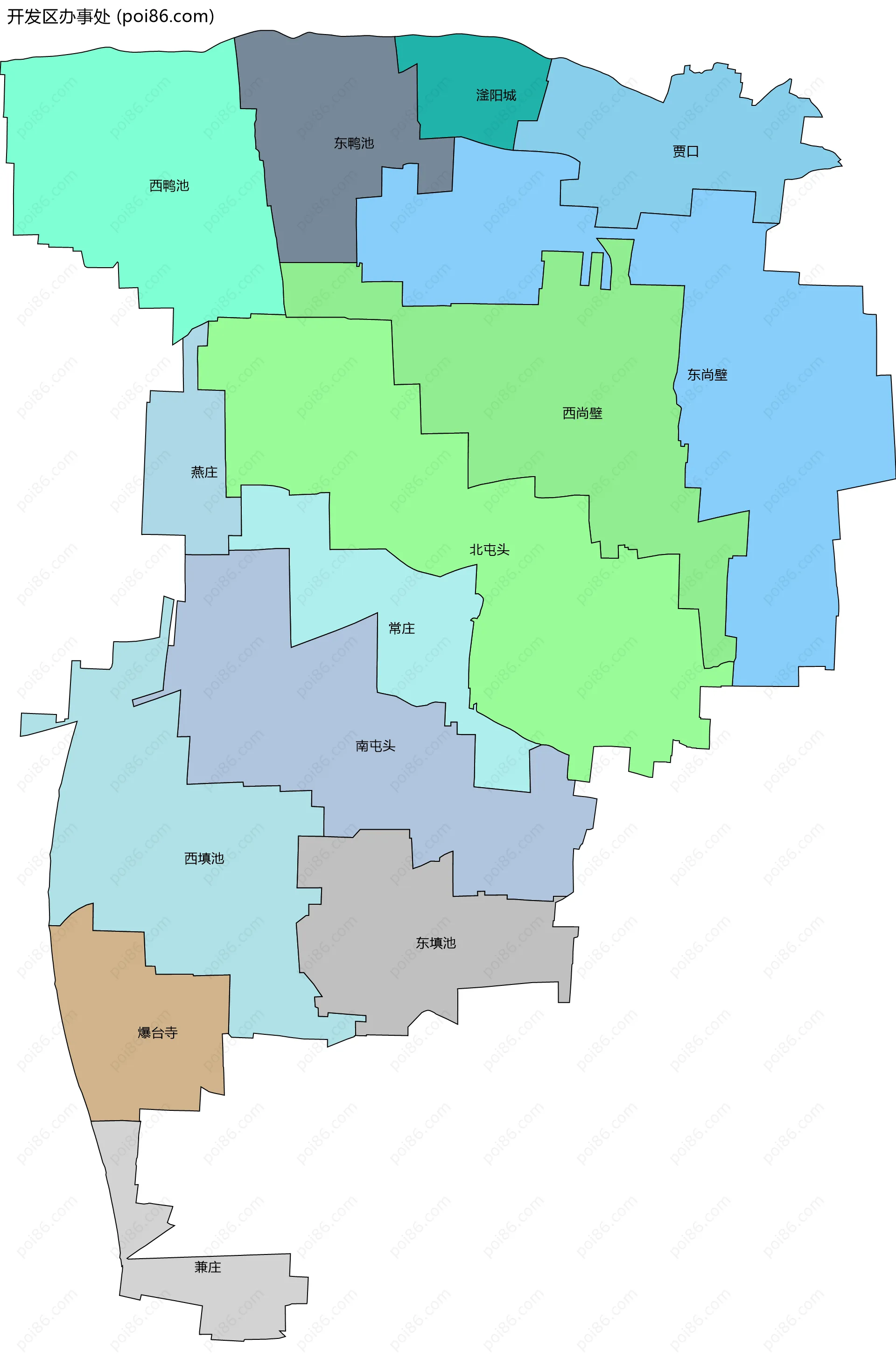 开发区办事处边界地图(五级行政区划)