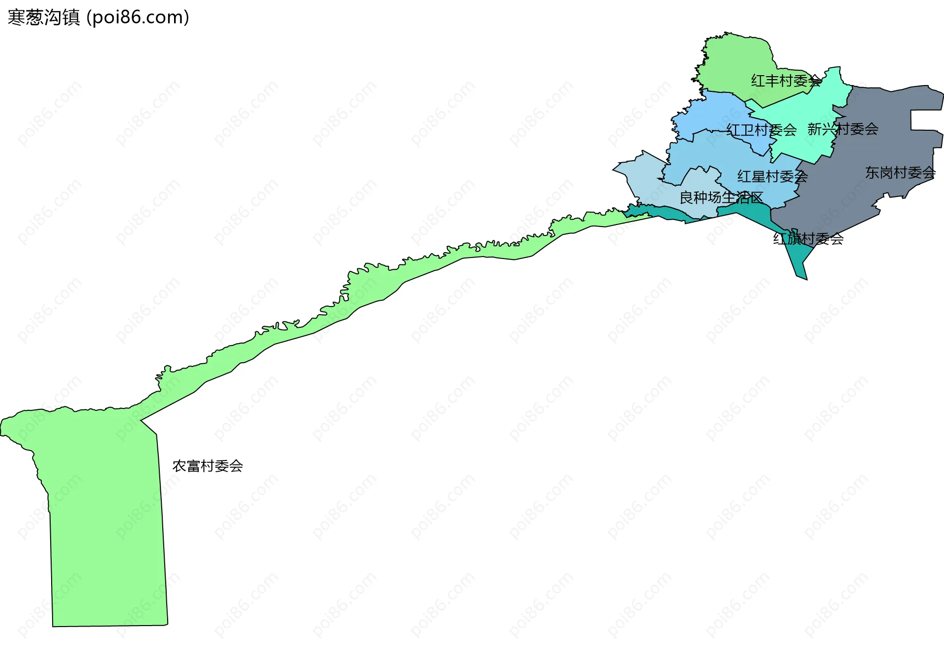 寒葱沟镇边界地图(五级行政区划)