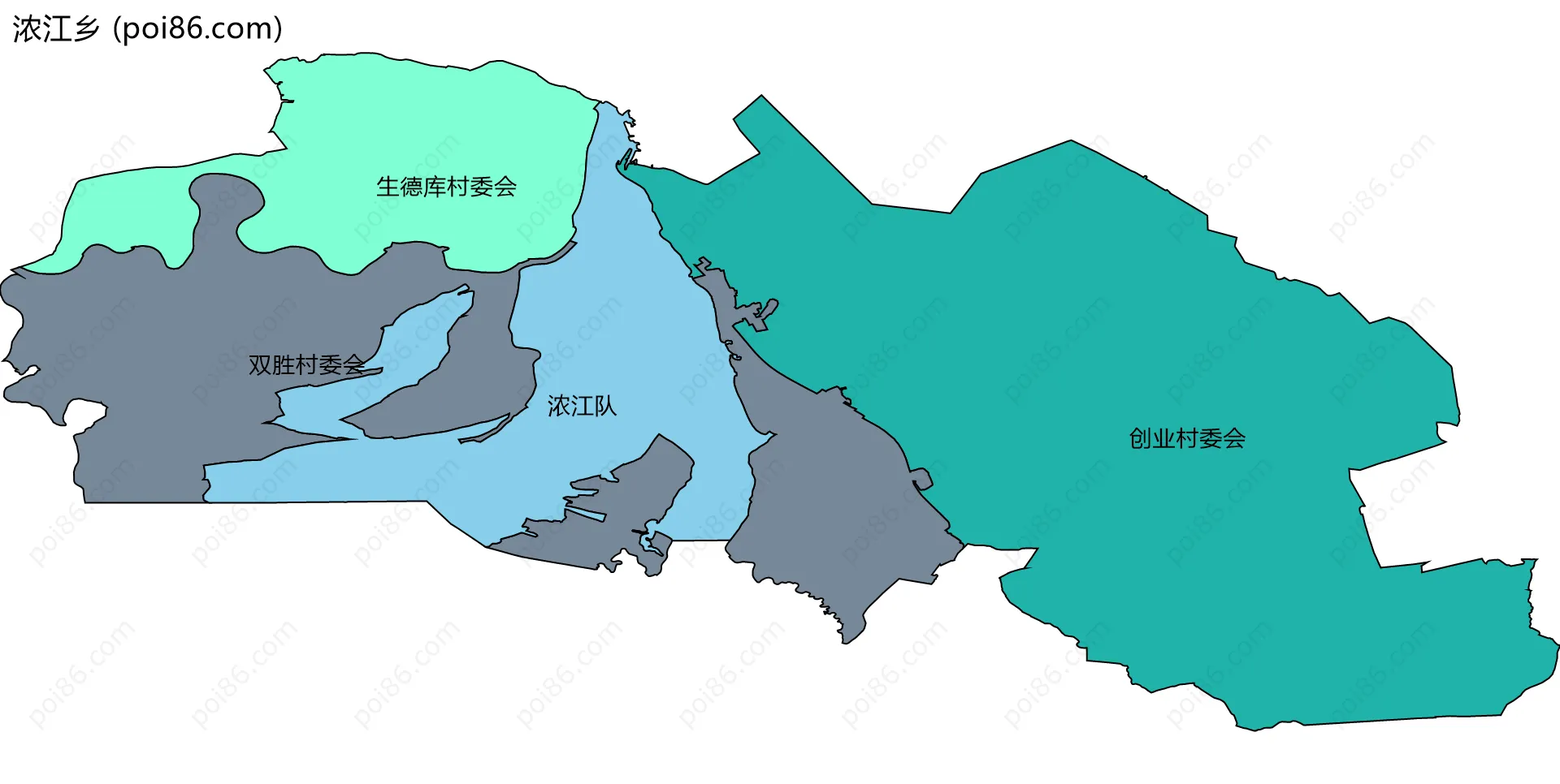 浓江乡边界地图(五级行政区划)