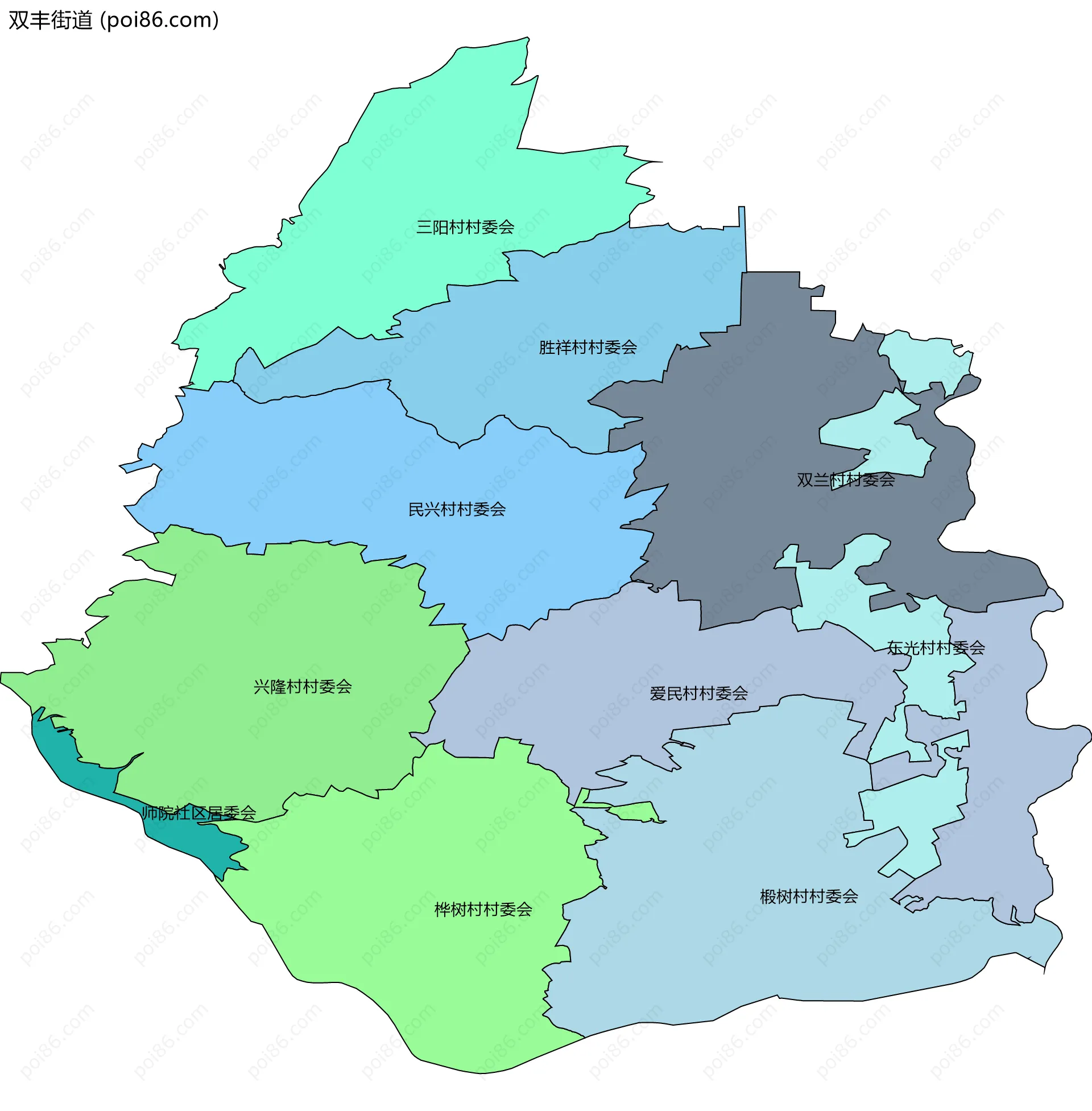 双丰街道边界地图(五级行政区划)