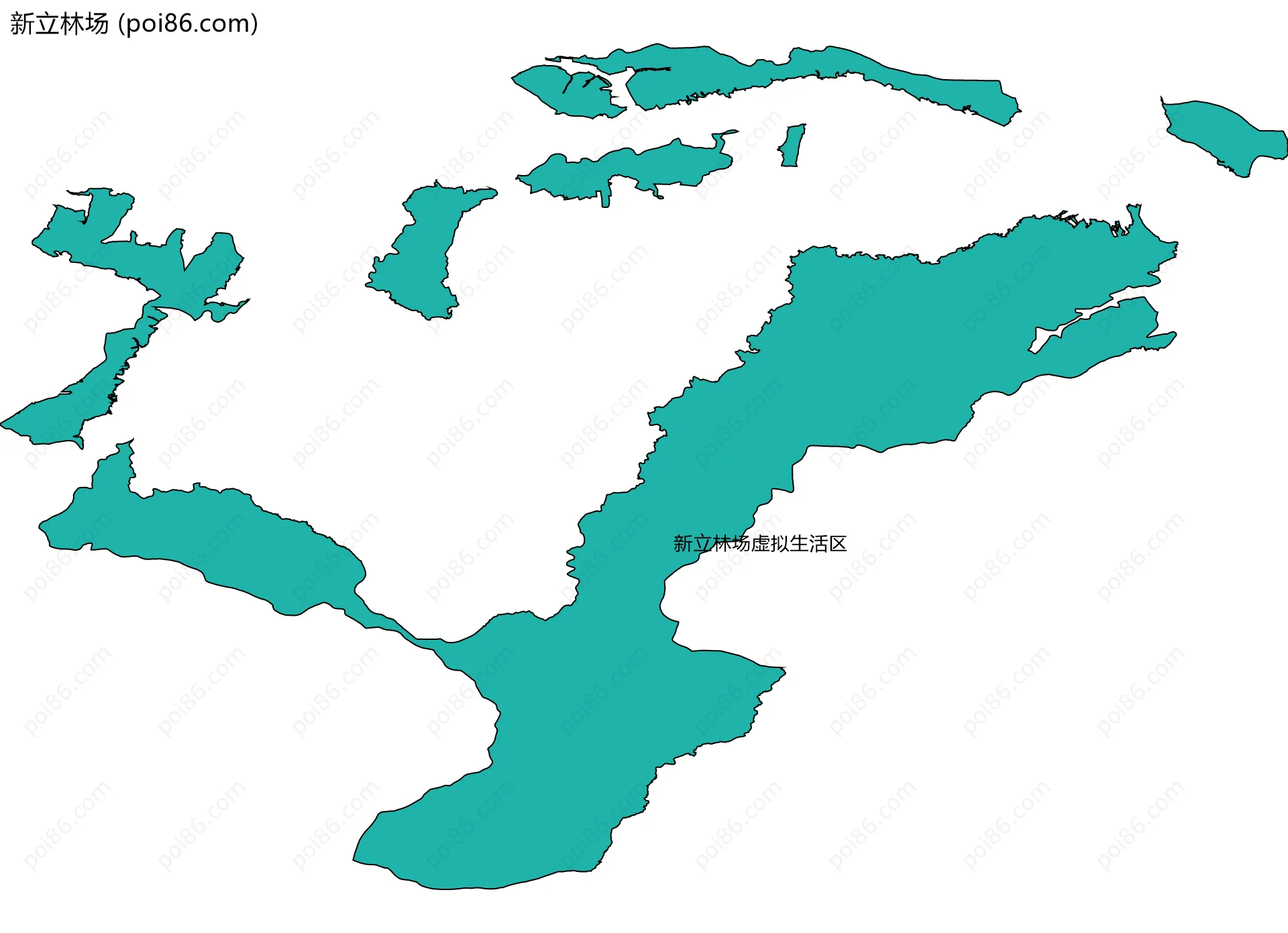 新立林场边界地图(五级行政区划)