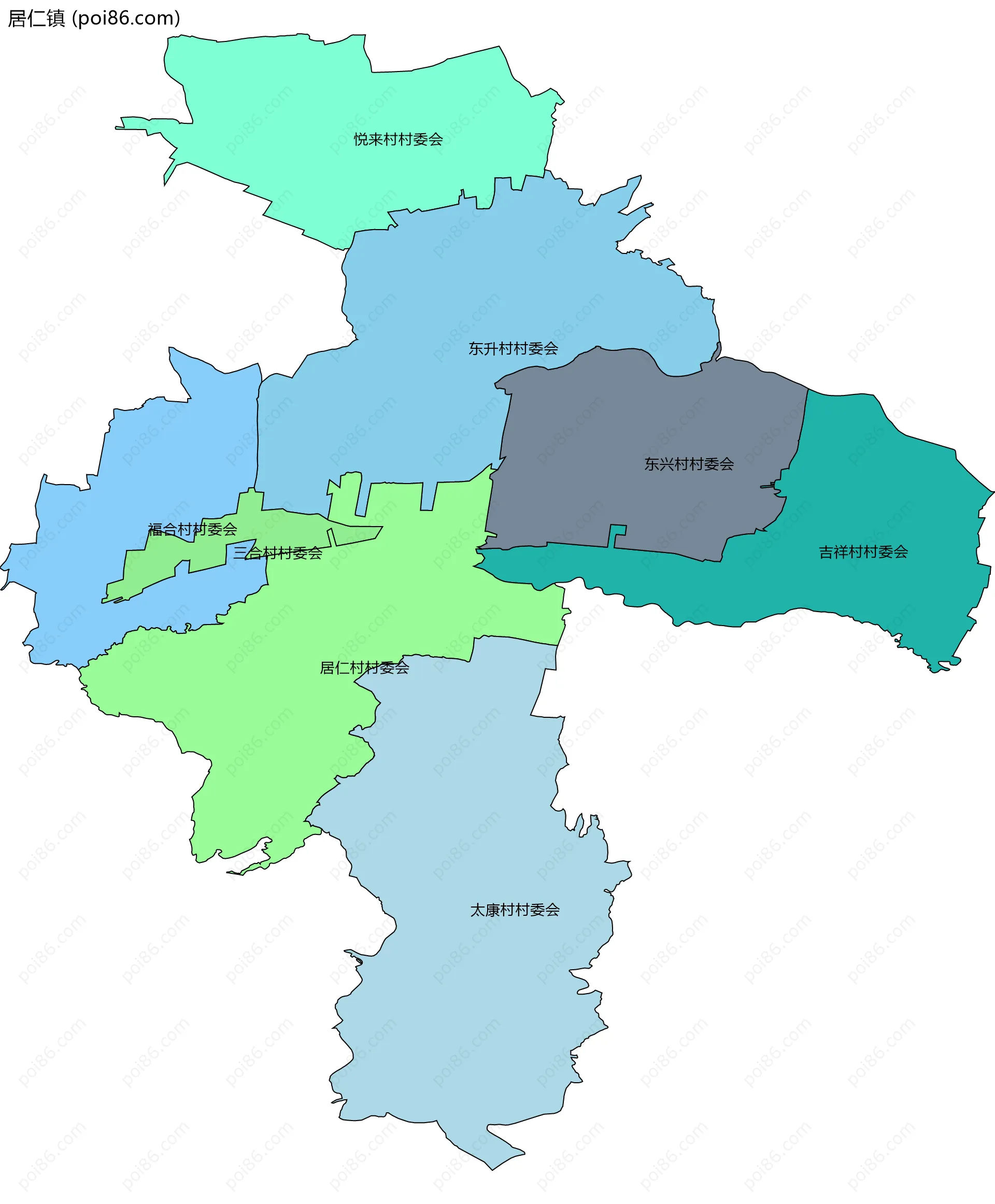 居仁镇边界地图(五级行政区划)