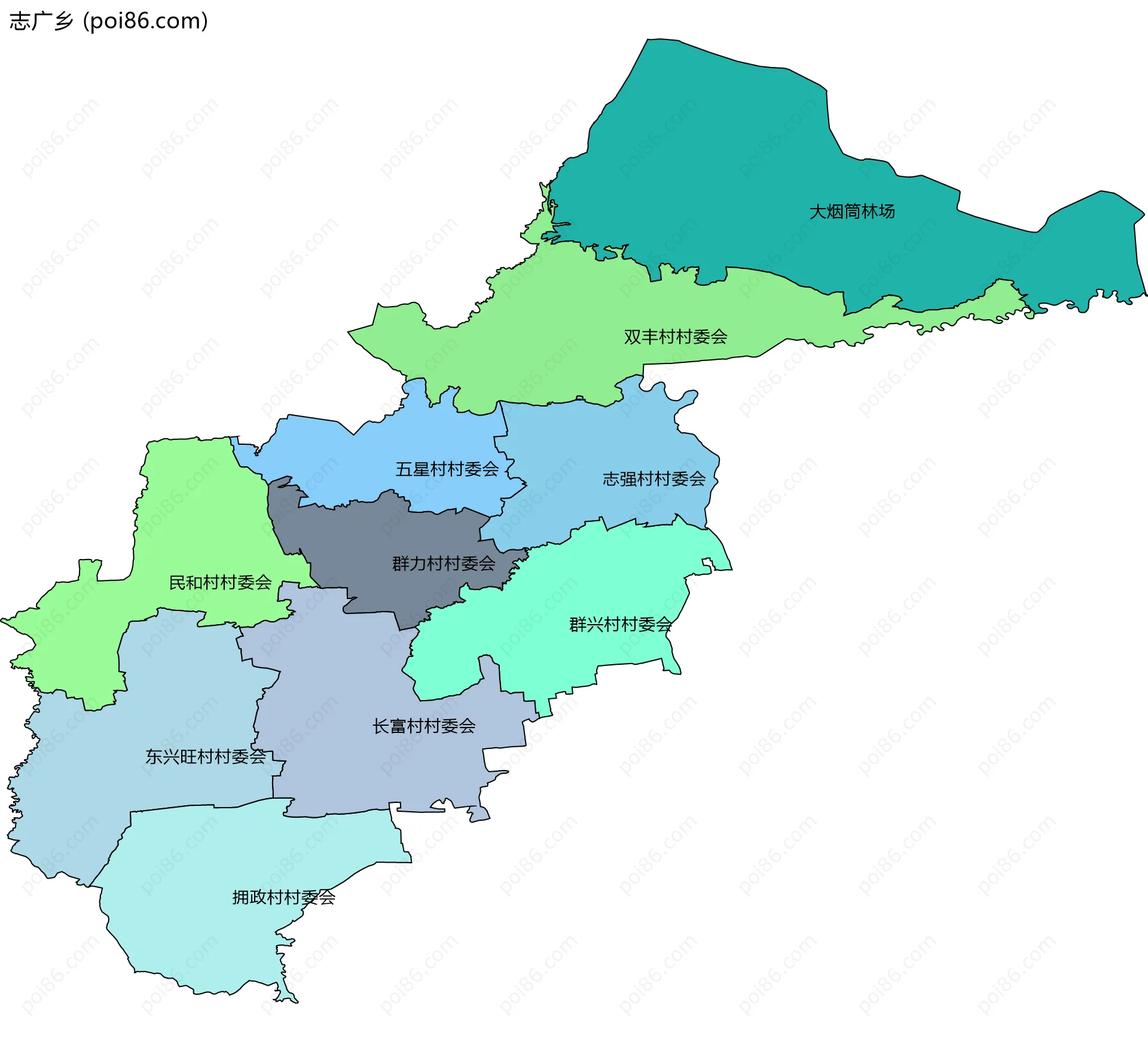 志广乡边界地图(五级行政区划)