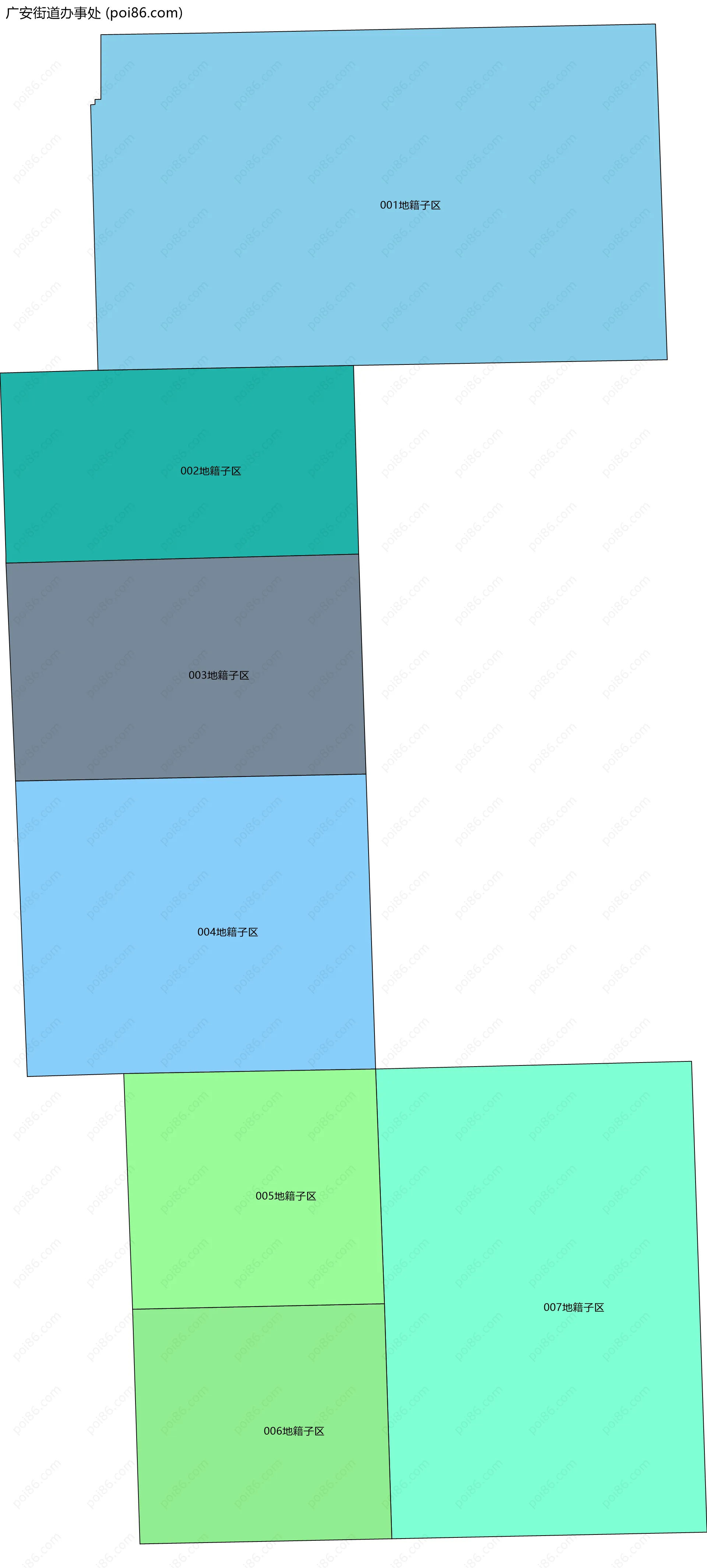 广安街道办事处边界地图(五级行政区划)