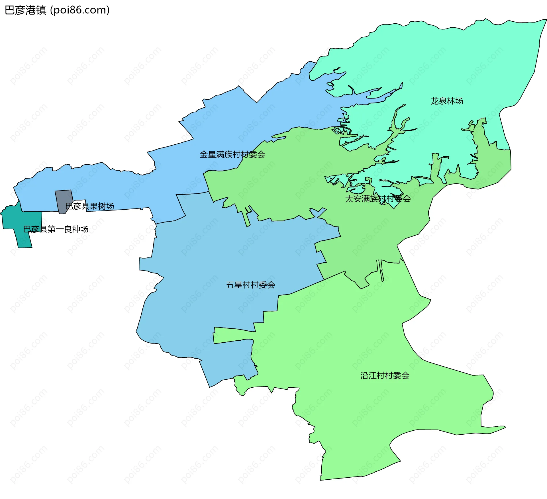 巴彦港镇边界地图(五级行政区划)