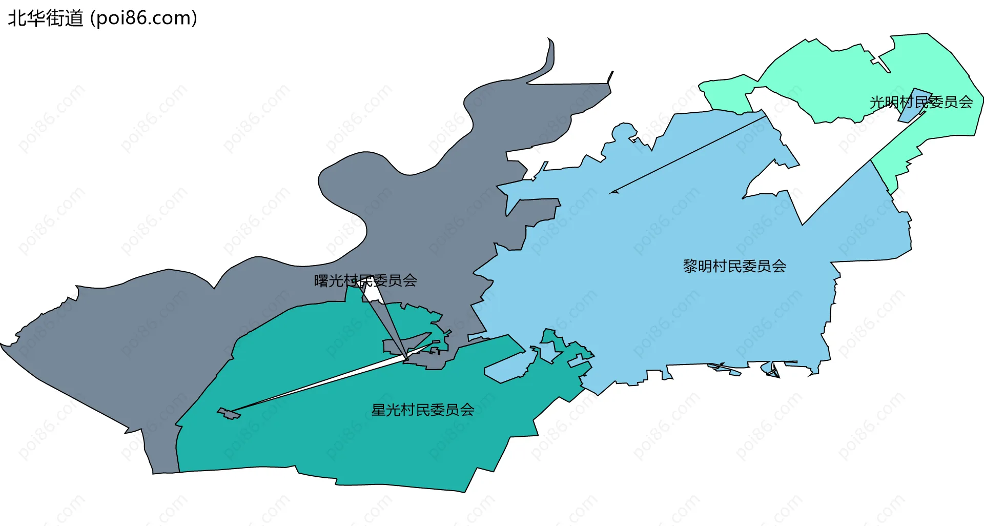 北华街道边界地图(五级行政区划)