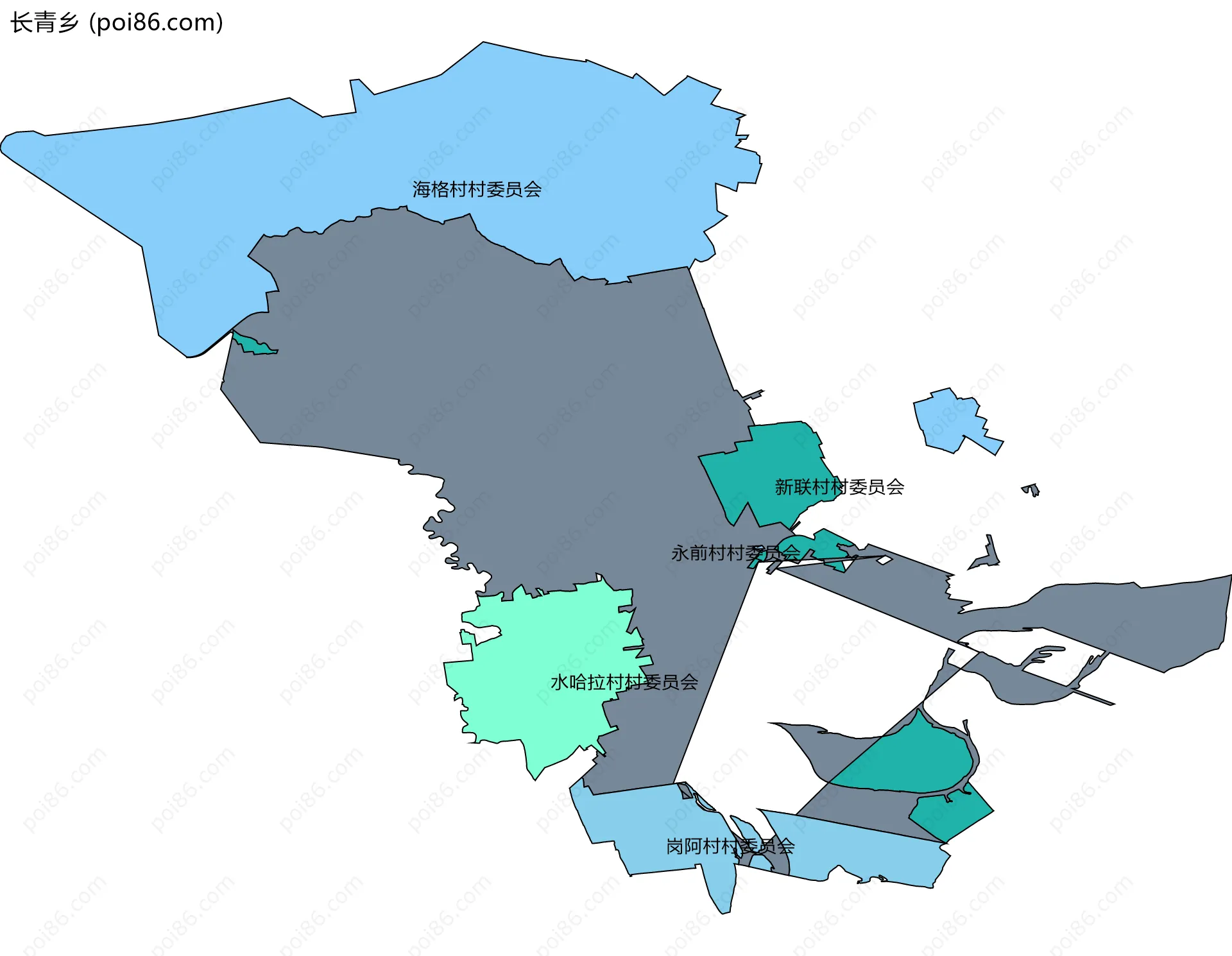 长青乡边界地图(五级行政区划)