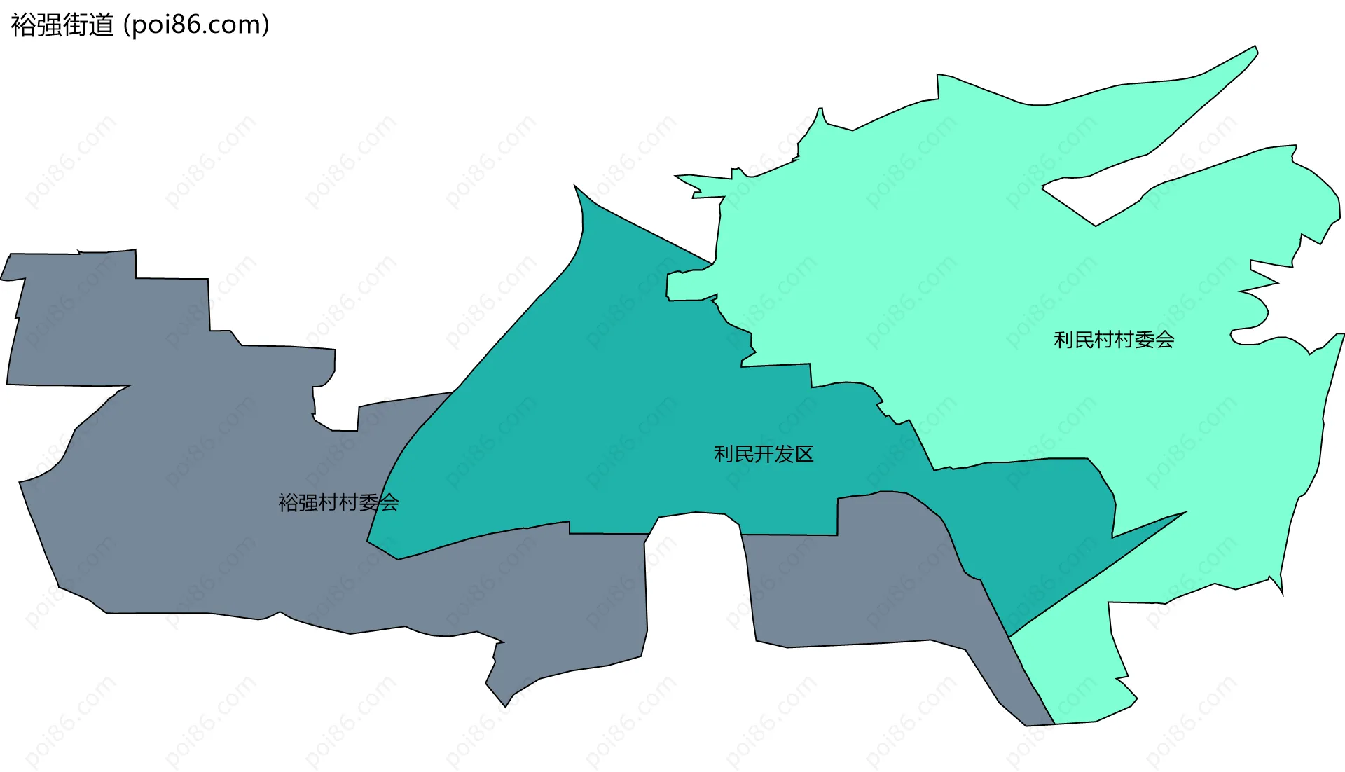 裕强街道边界地图(五级行政区划)