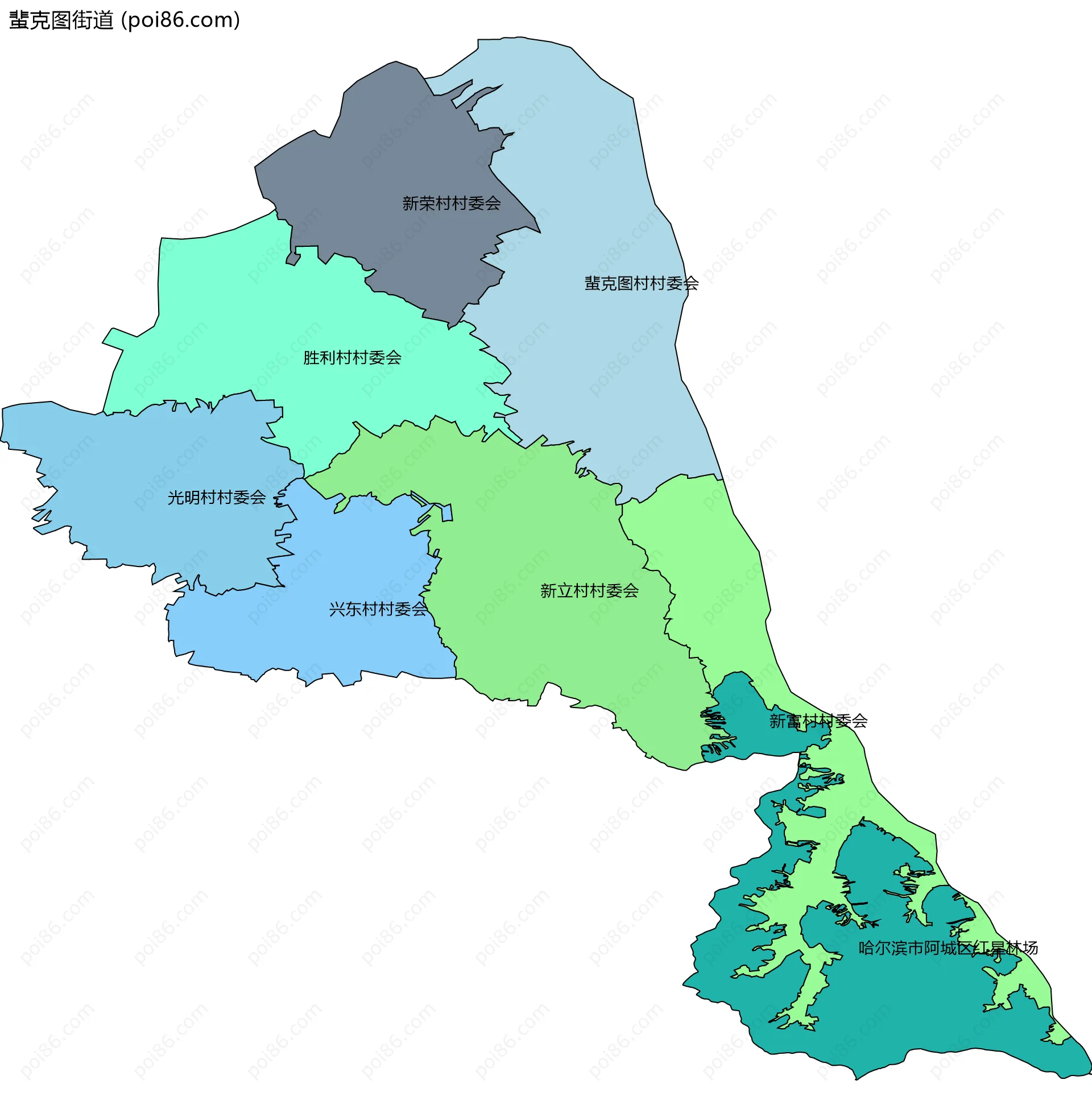 蜚克图街道边界地图(五级行政区划)