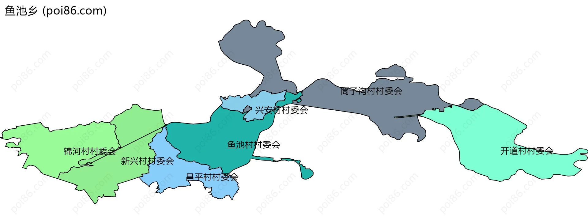 鱼池乡边界地图(五级行政区划)