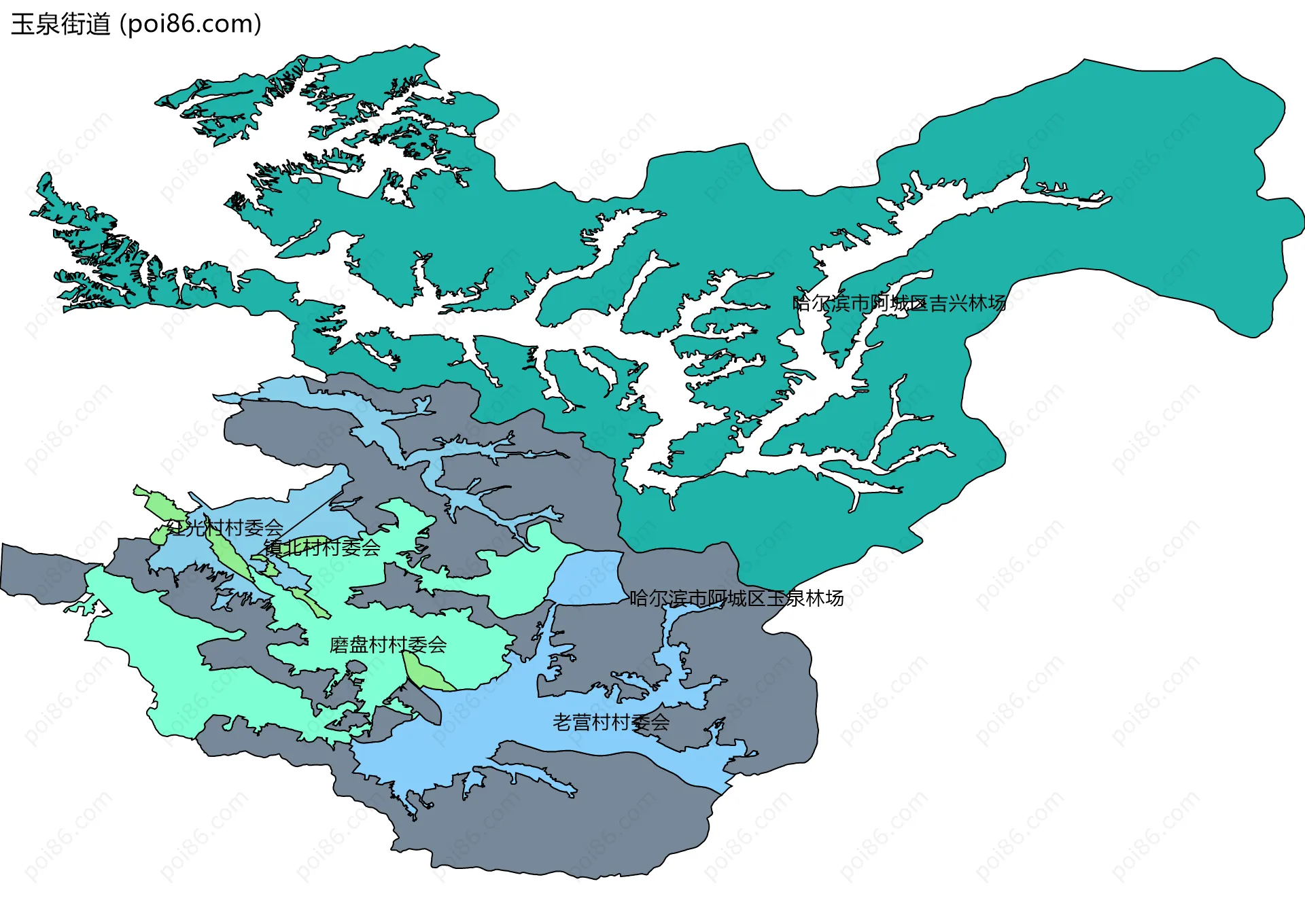 玉泉街道边界地图(五级行政区划)