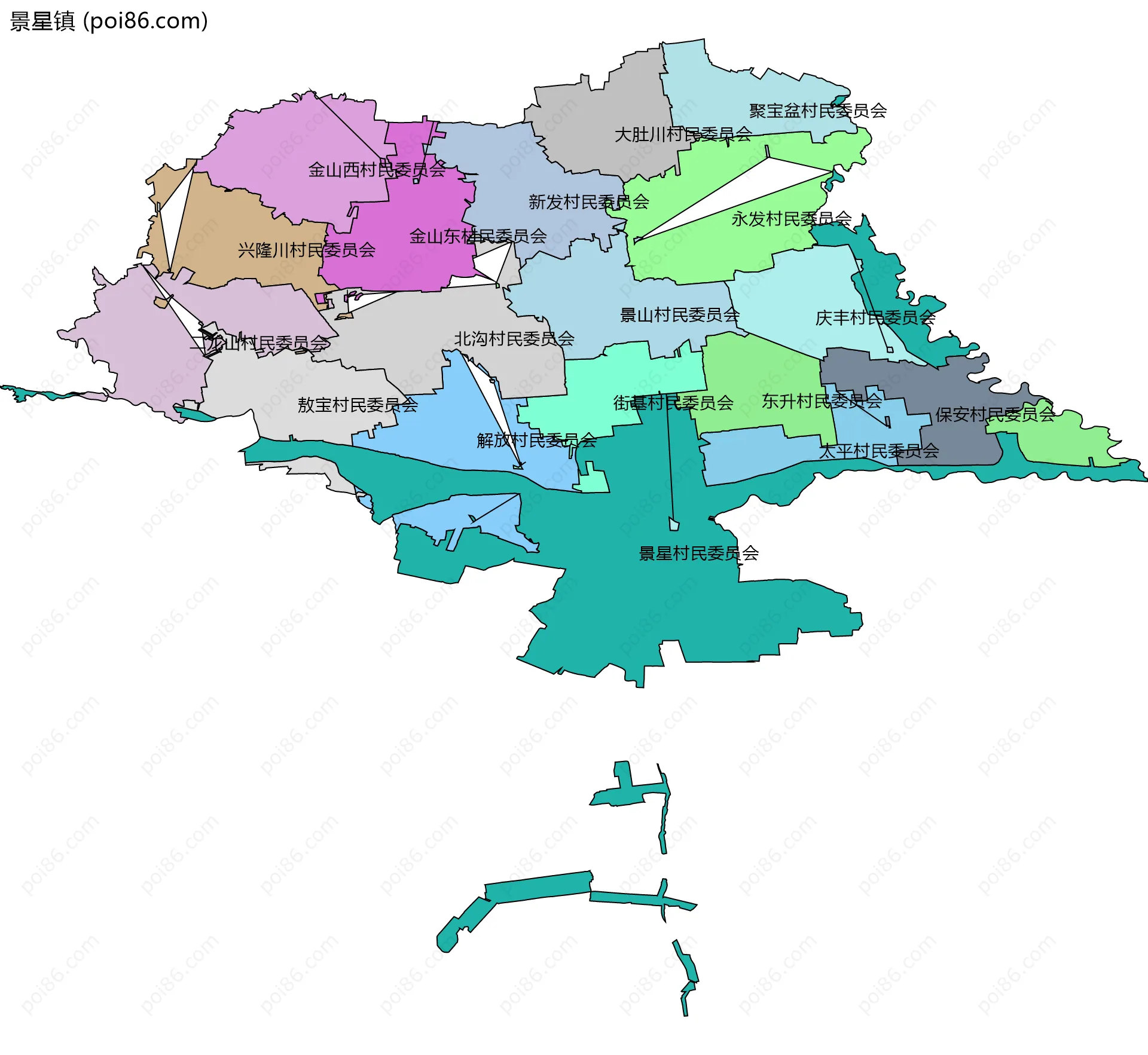 景星镇边界地图(五级行政区划)