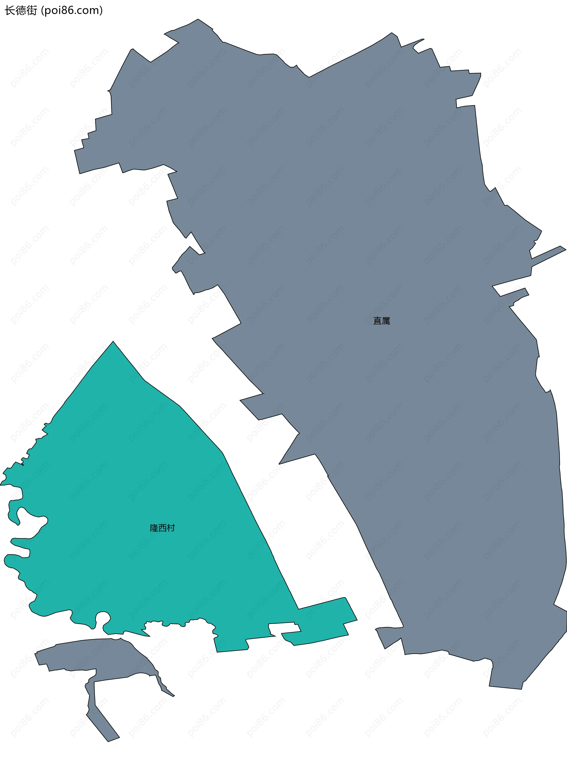 长德街边界地图(五级行政区划)