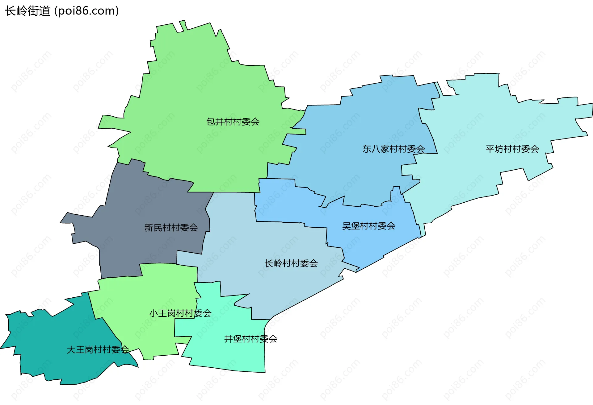 长岭街道边界地图(五级行政区划)