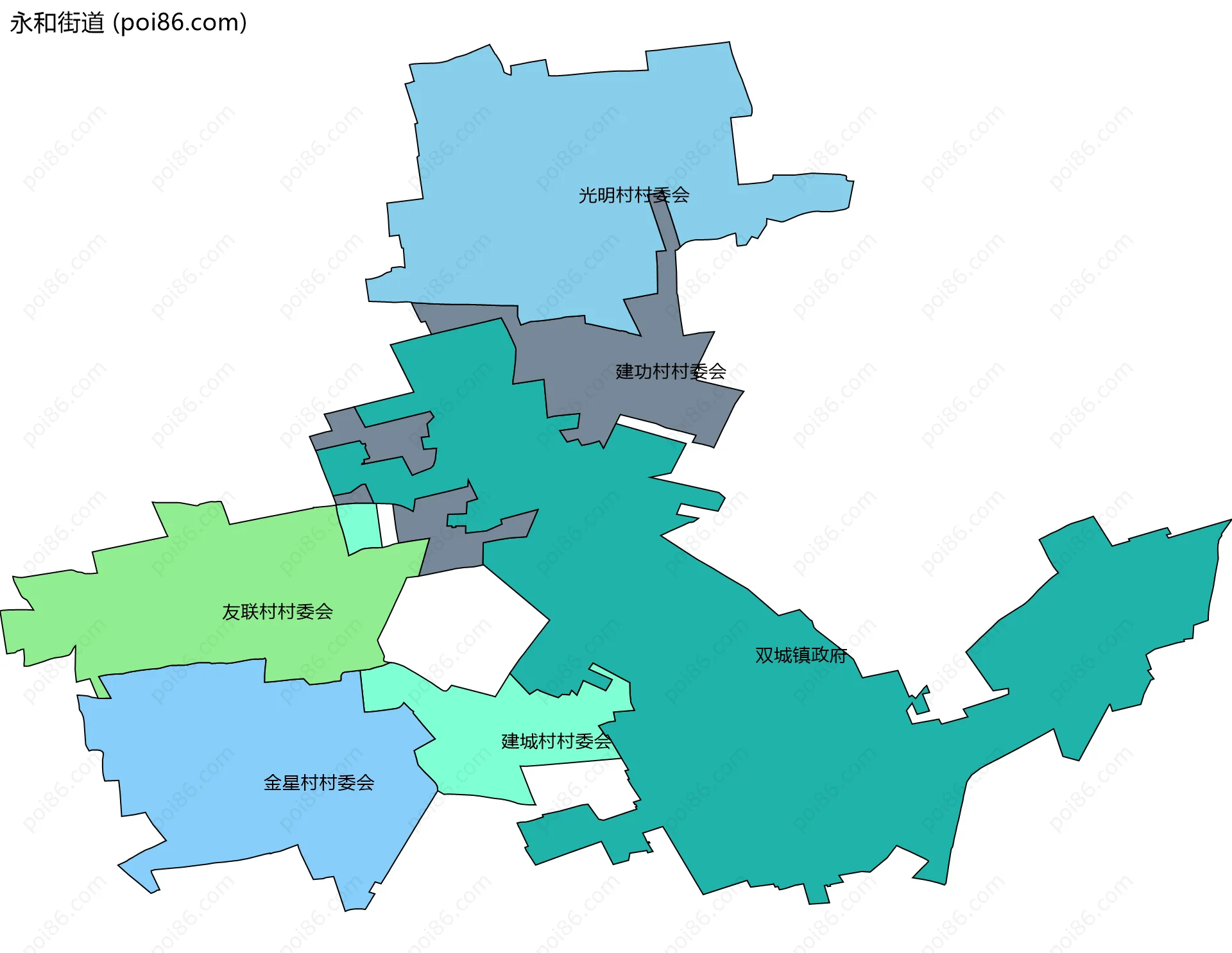 永和街道边界地图(五级行政区划)