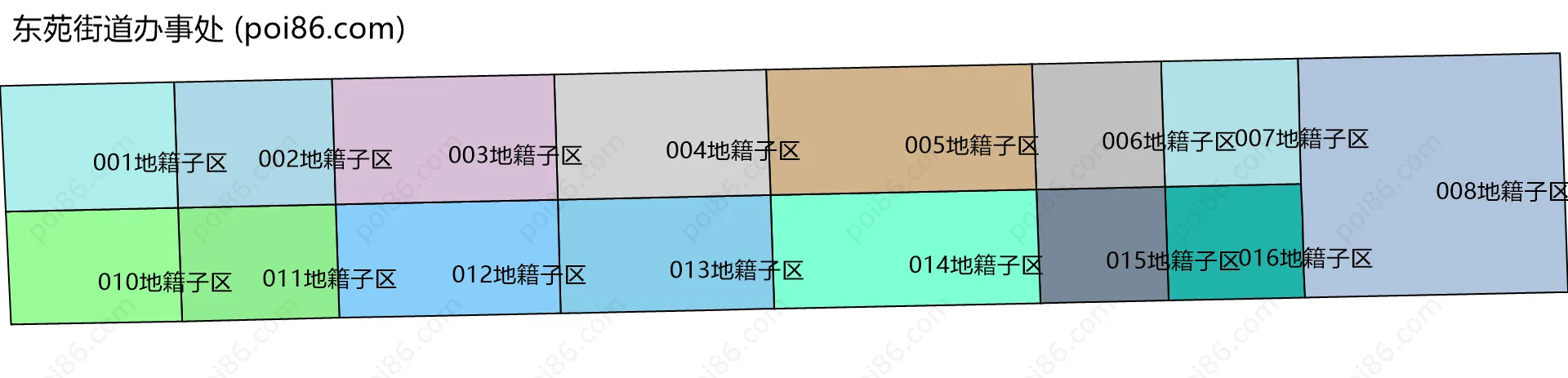 东苑街道办事处边界地图(五级行政区划)