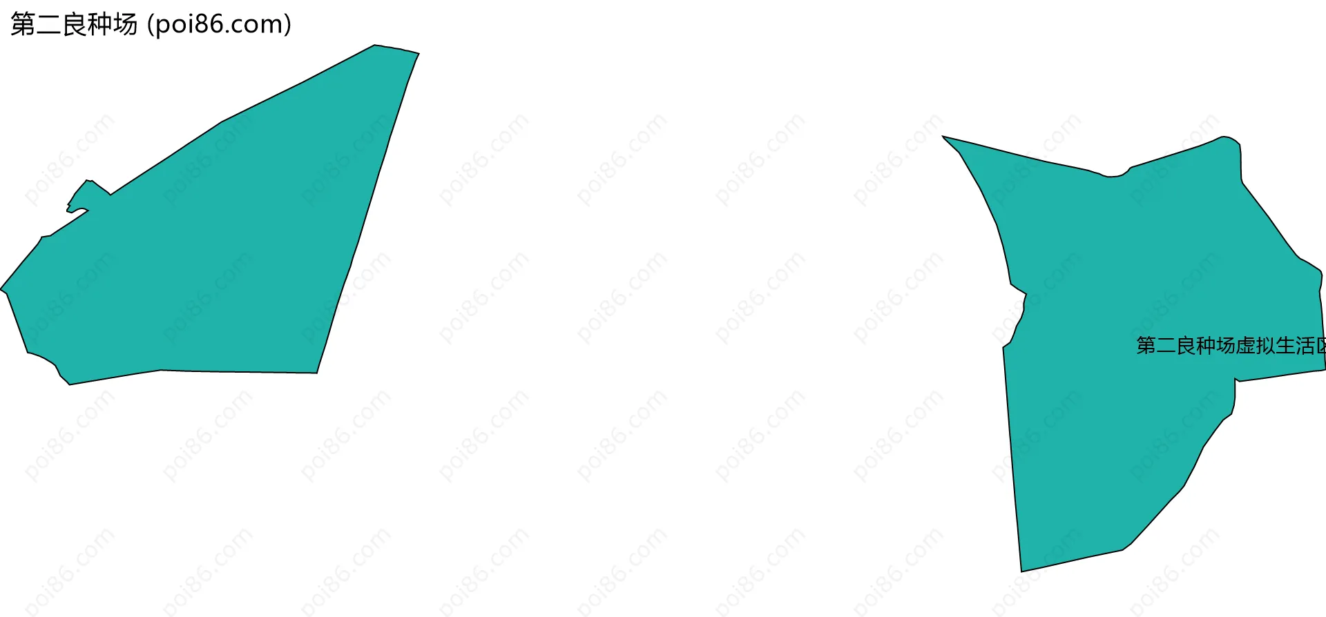 第二良种场边界地图(五级行政区划)