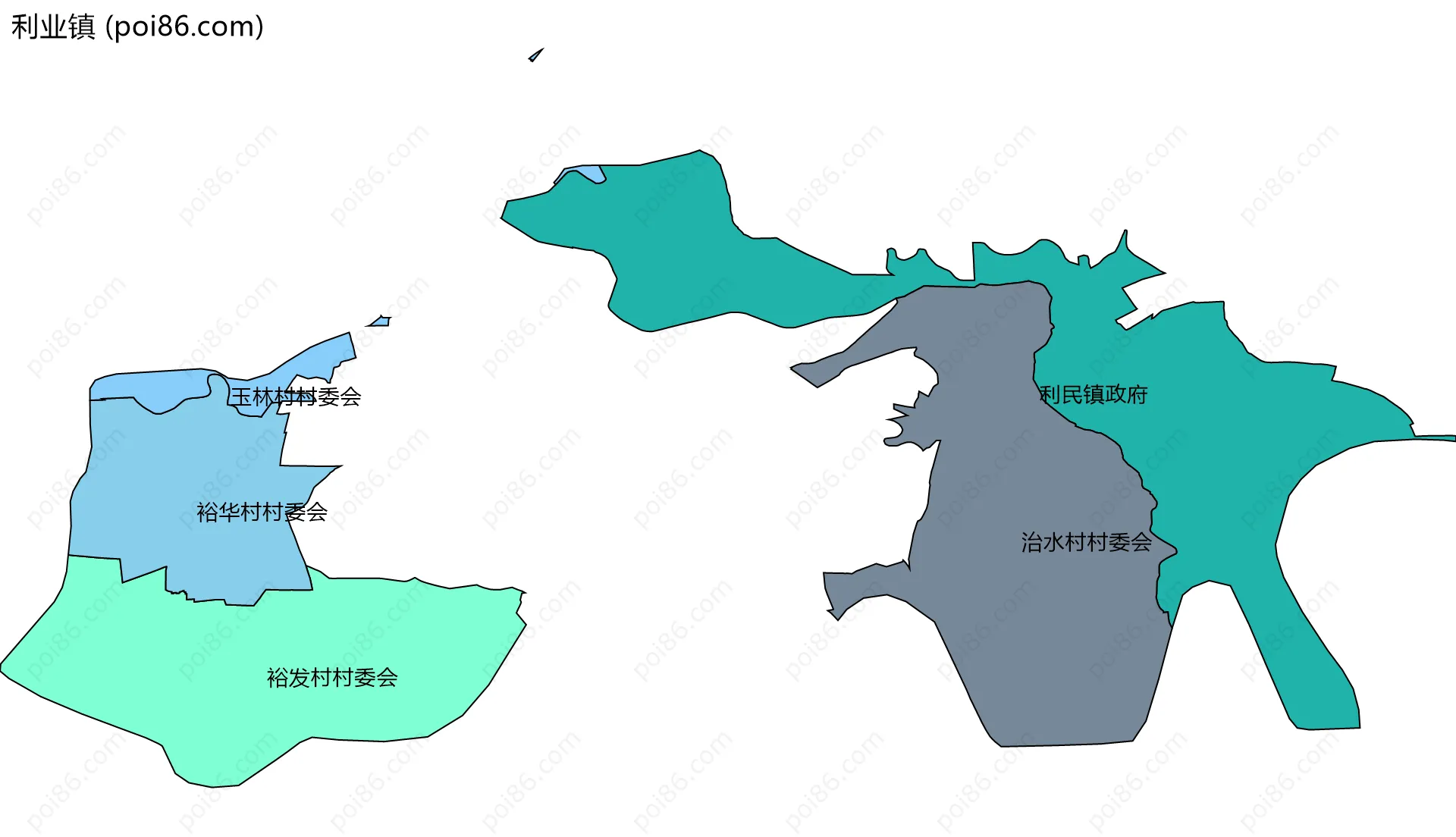利业镇边界地图(五级行政区划)