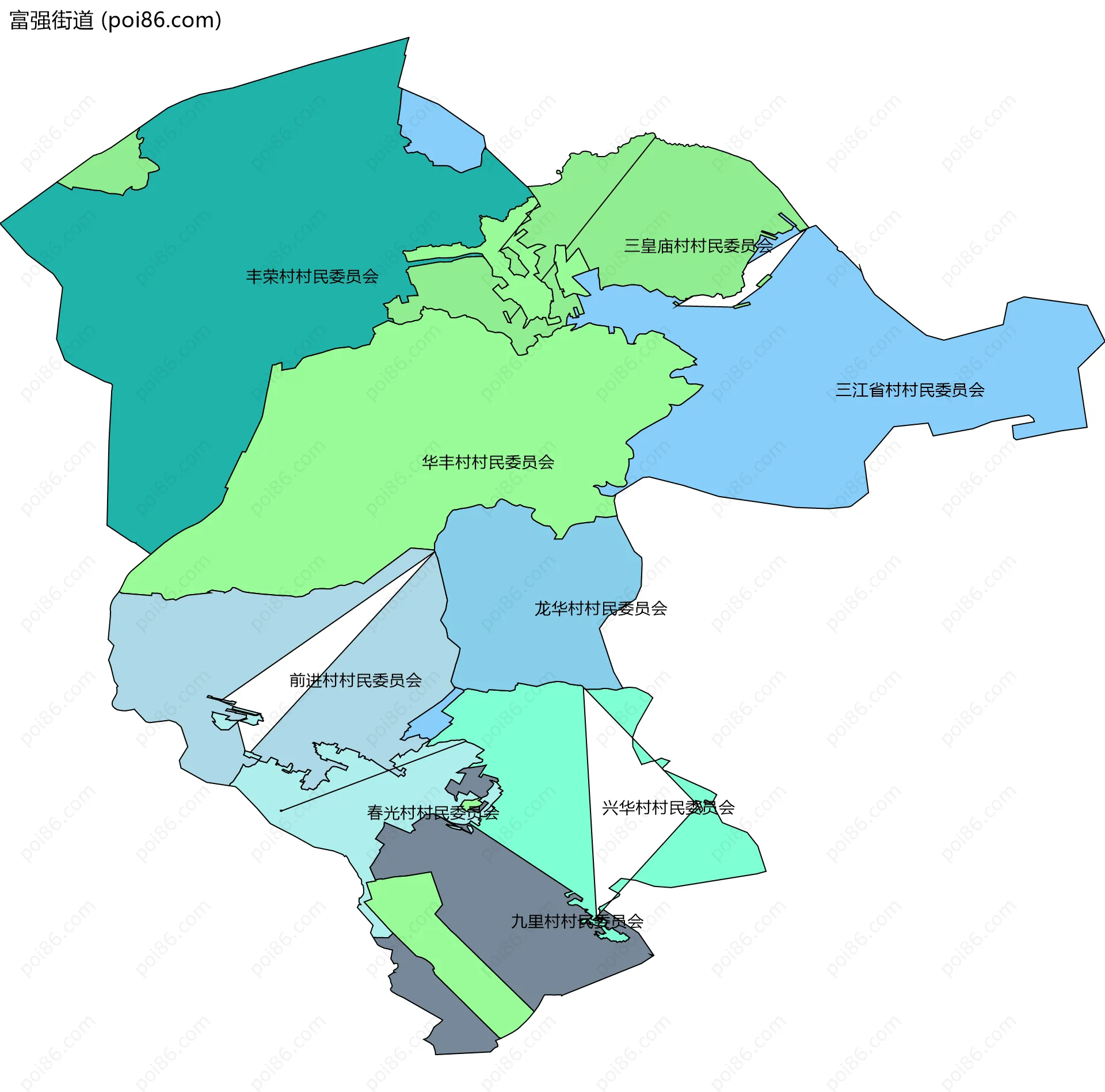 富强街道边界地图(五级行政区划)
