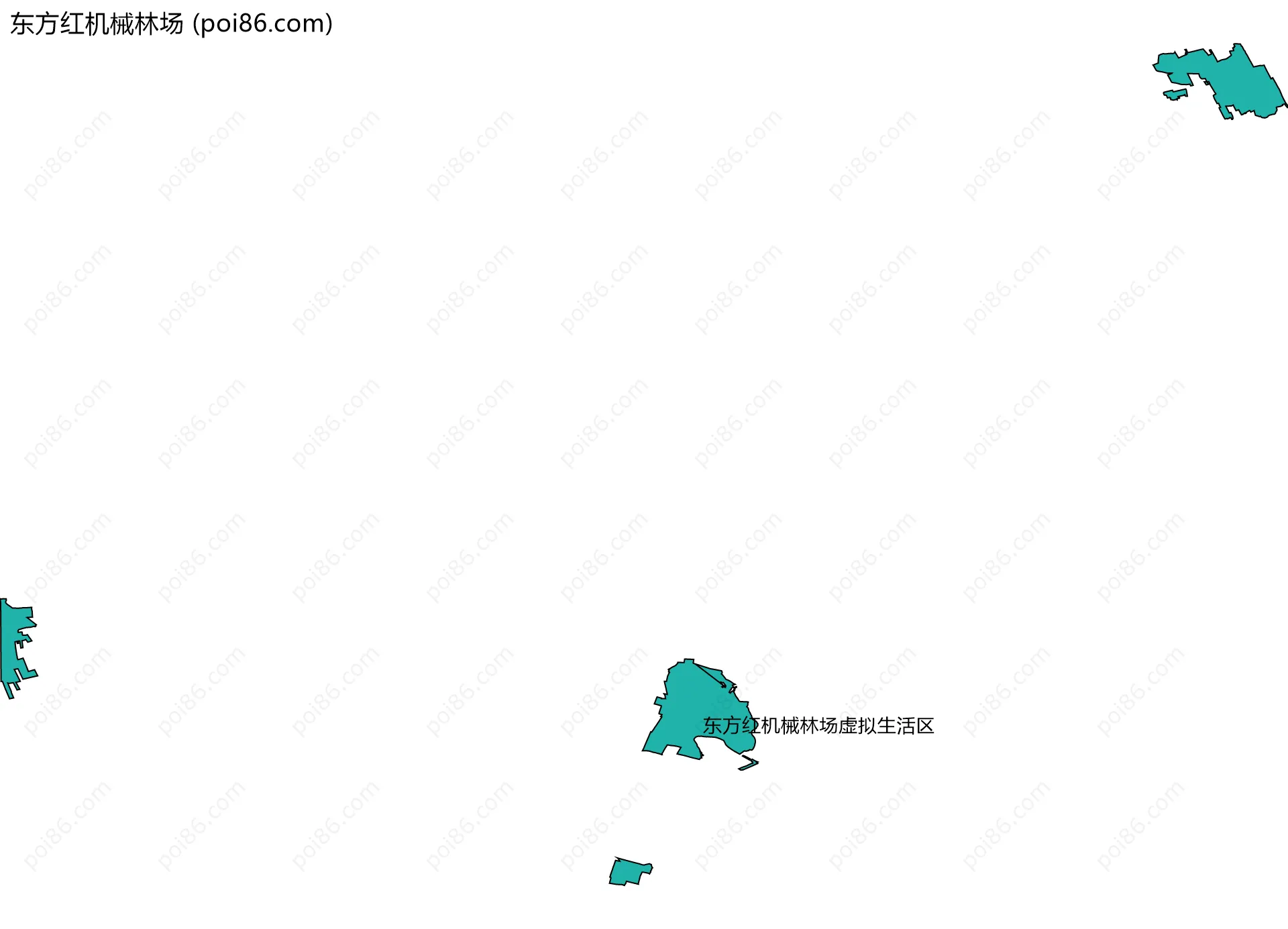 东方红机械林场边界地图(五级行政区划)